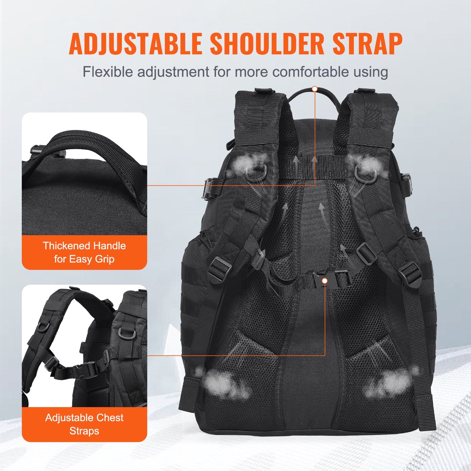 Title: 40L Military Tactical Backpack with Molle System, Padded Army Assault Pack for Men & Women, Ideal for Hiking, Hunting, Outdoor Range Gear, Black