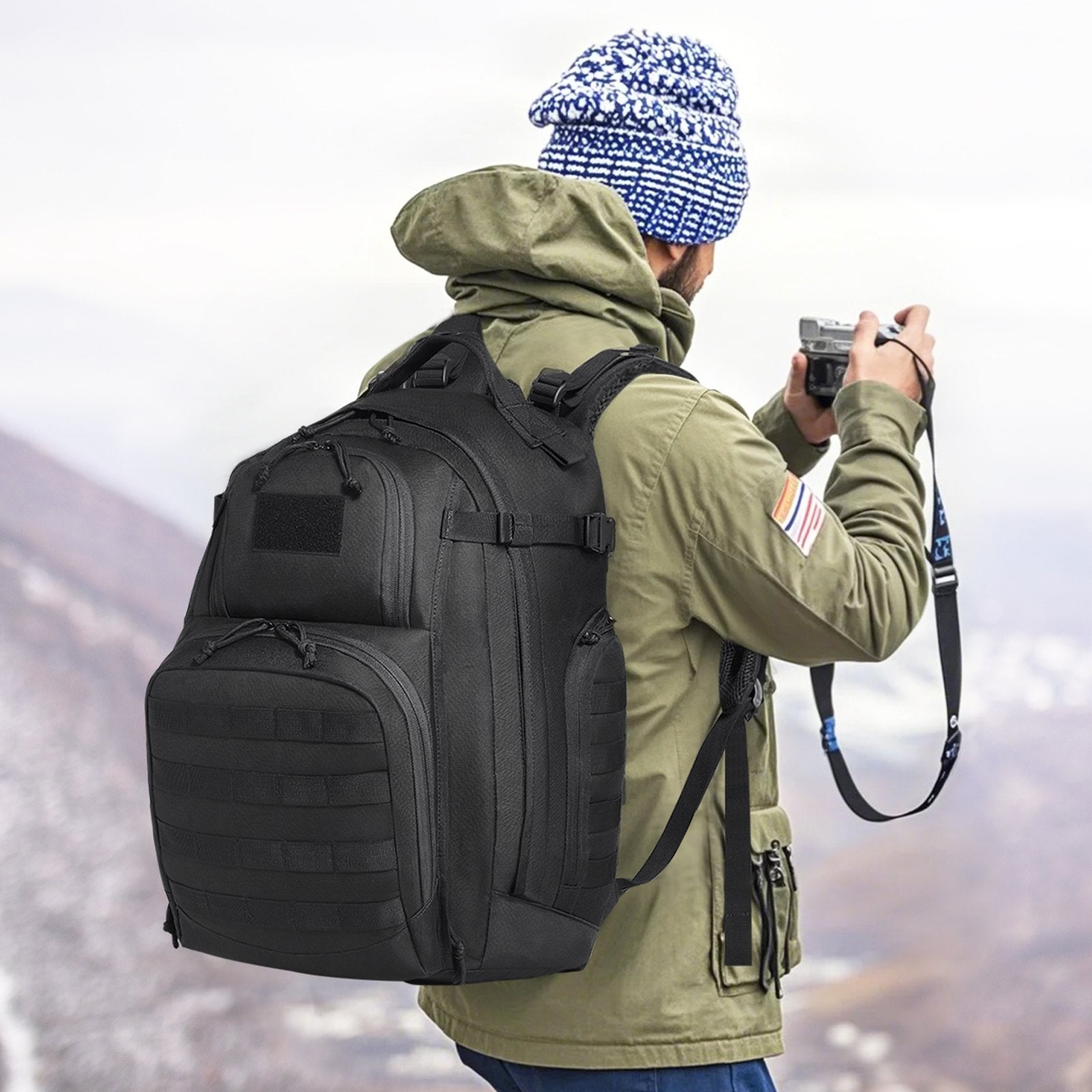 Title: 40L Military Tactical Backpack with Molle System, Padded Army Assault Pack for Men & Women, Ideal for Hiking, Hunting, Outdoor Range Gear, Black