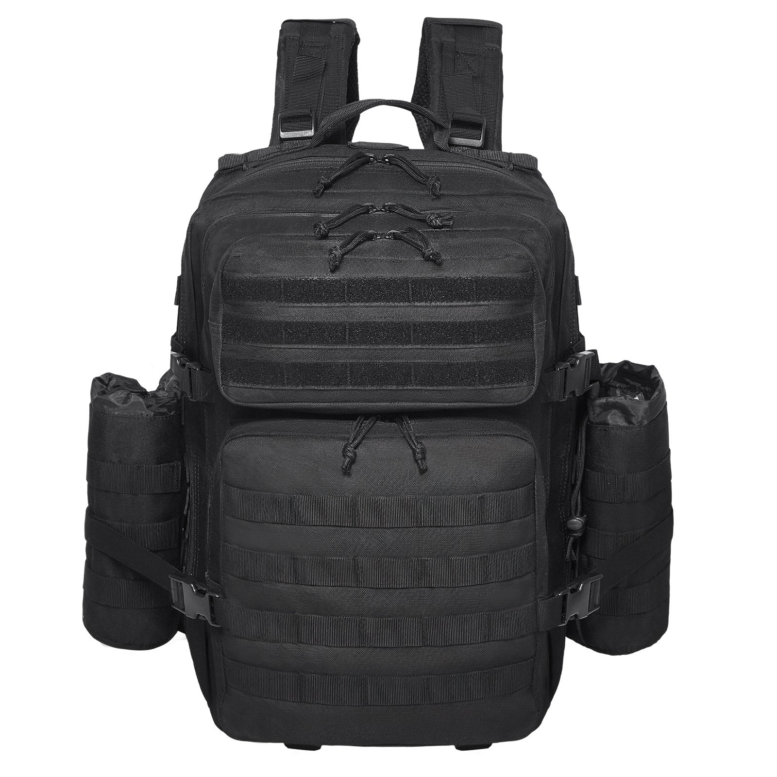 Tactical 45L Military Backpack with Molle System, Versatile 3-Compartment Assault Pack for Outdoor Adventure, Hiking, Hunting, Black