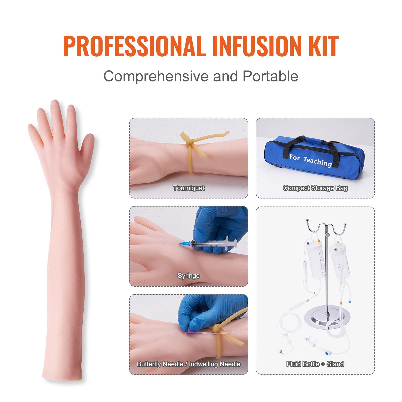 Advanced Phlebotomy & IV Training Kit with Realistic Practice Arm, Portable Simulation for Students, Nurses, and Professionals