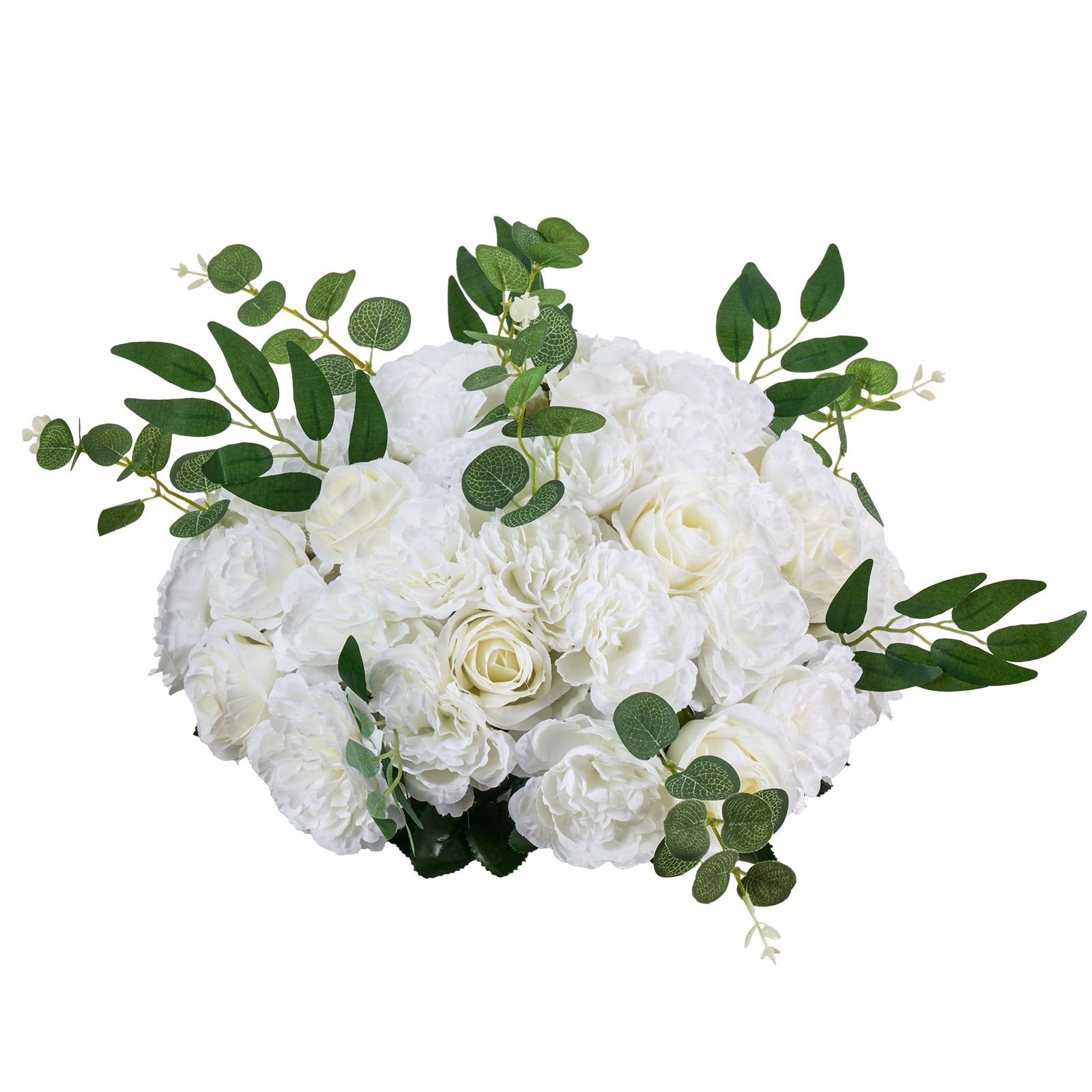 10 PCS 17.7-Inch Lush White Rose Flower Balls - Premium Artificial Centerpieces for Wedding & Home Decor, Quick Fluff Restoration
