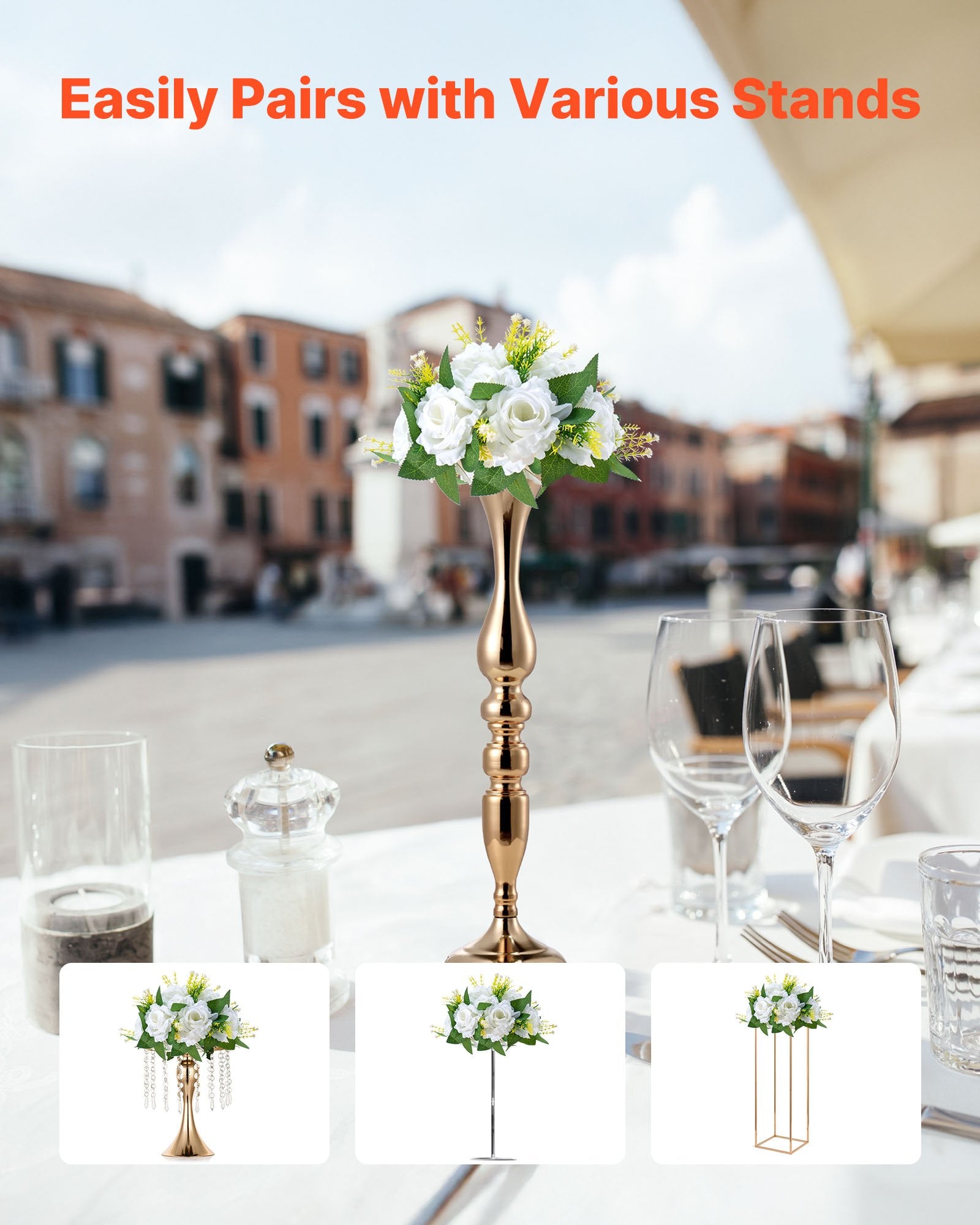 Elegant 10 PCS 9.5-Inch White Artificial Flower Balls for Wedding Rose Centerpieces, Home Table Decor & Faux Floral Arrangements