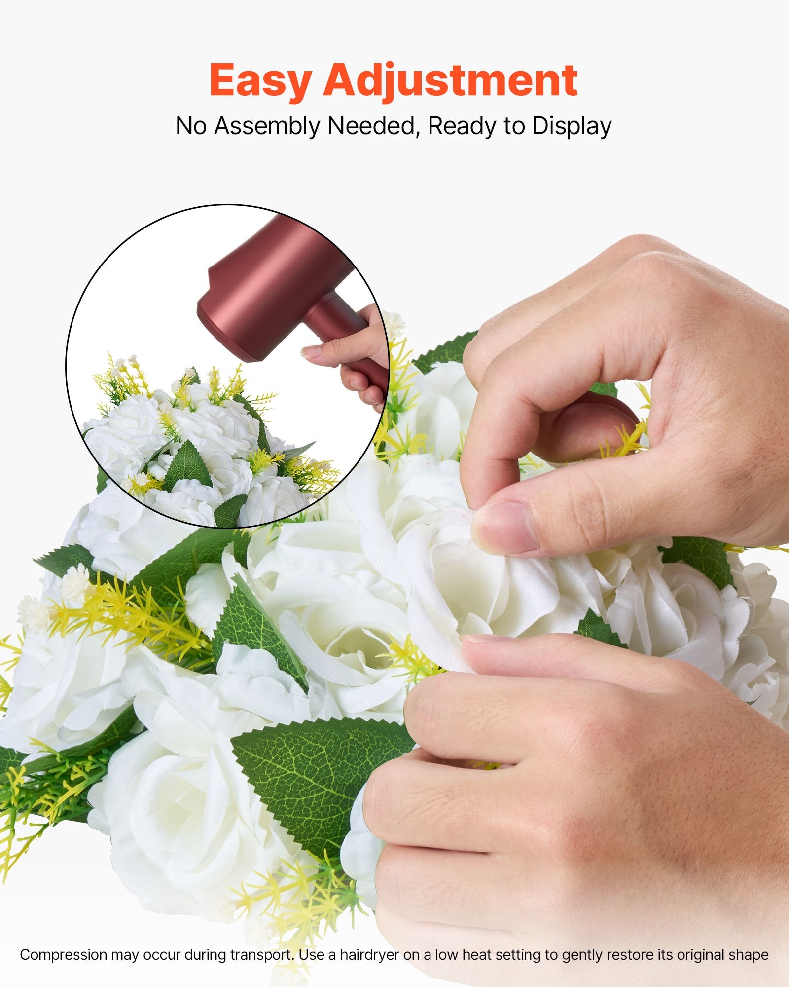 Elegant 10 PCS 9.5-Inch White Artificial Flower Balls for Wedding Rose Centerpieces, Home Table Decor & Faux Floral Arrangements