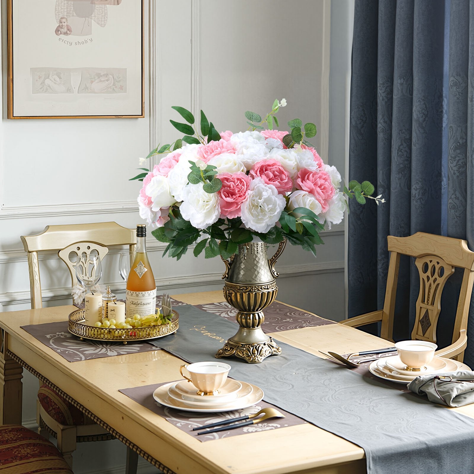 Elegant Pink and White Rose Flower Ball Centerpieces - 10 PCS, 17.7-Inch for Weddings, Events, and Home Décor with Premium Silk Petals