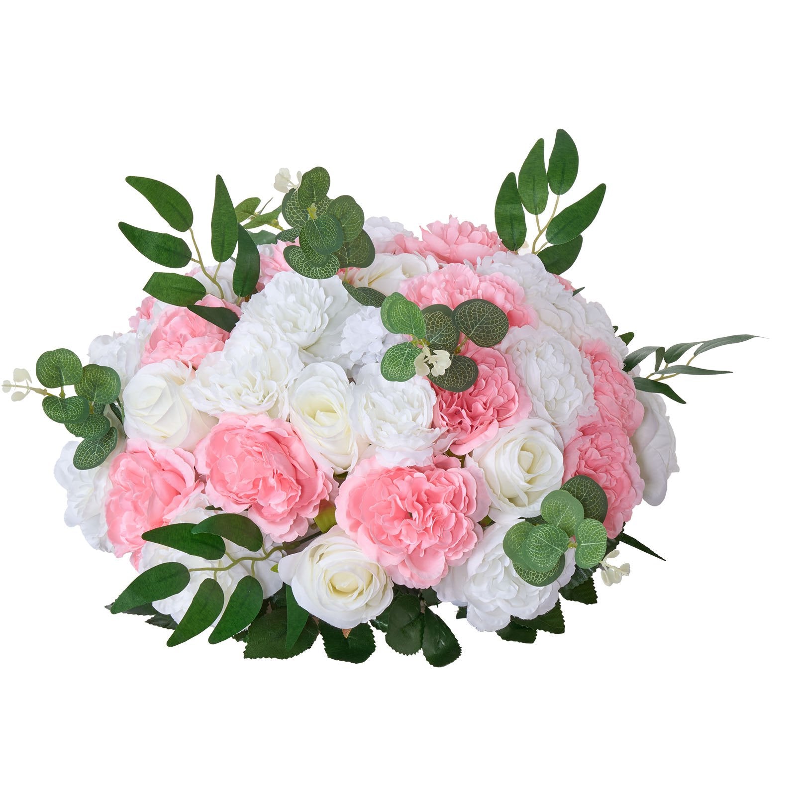Elegant Pink and White Rose Flower Ball Centerpieces - 10 PCS, 17.7-Inch for Weddings, Events, and Home Décor with Premium Silk Petals