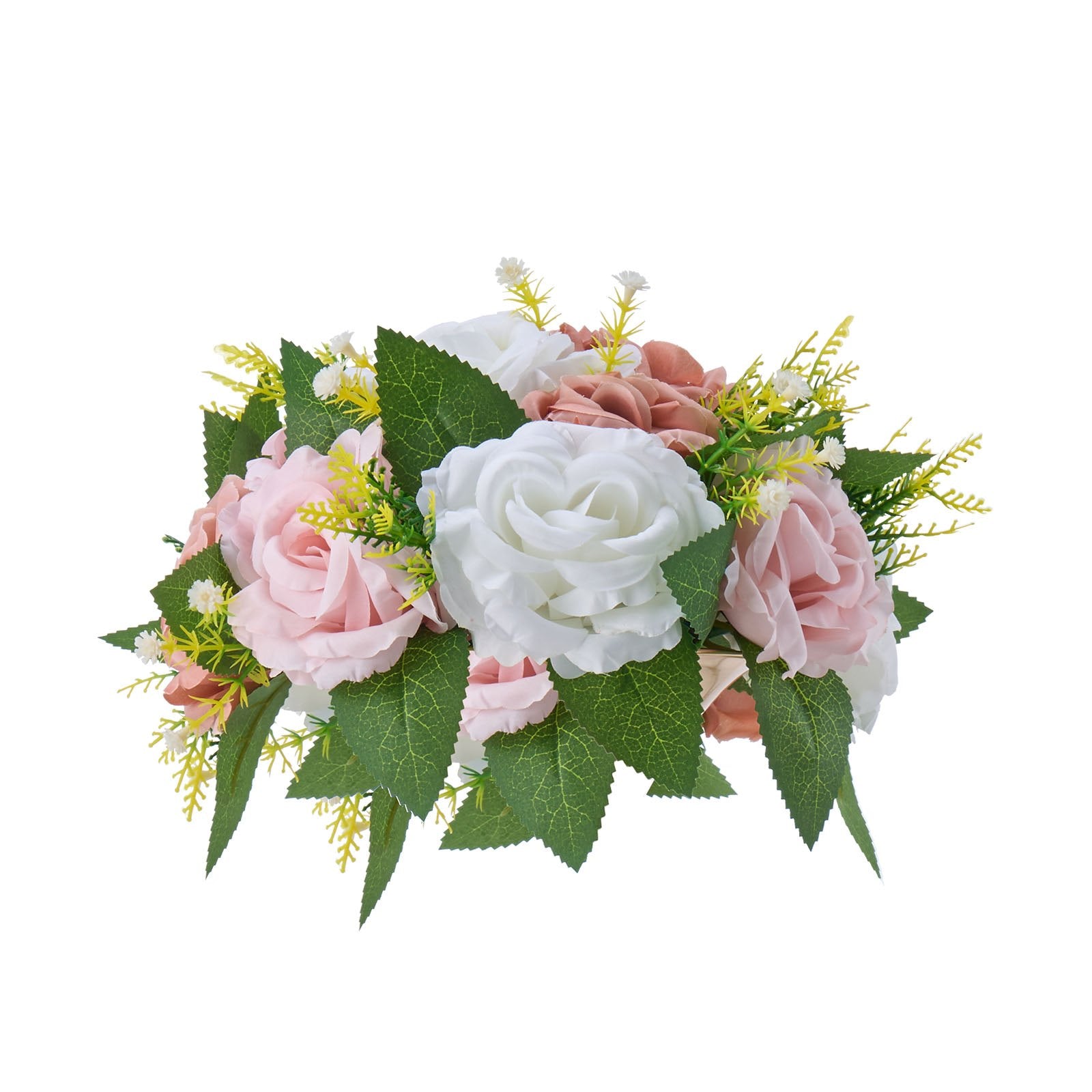 10PCS 9.5-Inch Artificial Flower Ball Centerpieces, Pink & White Silk Rose Arrangements for Weddings, Home Decor, Events