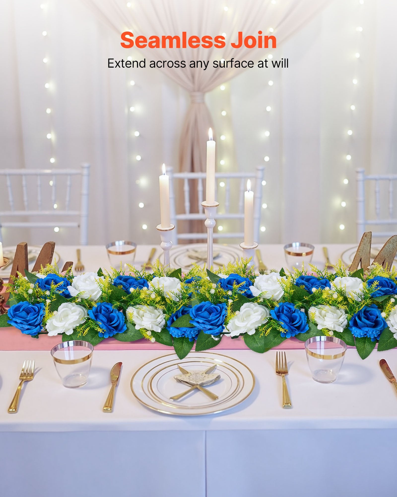 Elegant Blue and White Faux Rose Floral Ball Arrangements - 10 PCS Wedding Centerpieces, Silk Fabric Flower Decorations for Home & Events