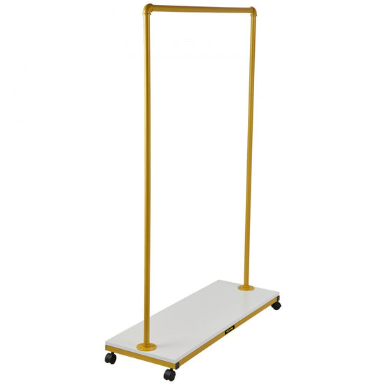 Heavy-Duty Gold Rolling Garment Rack with Bottom Shelf and Swivel Casters for Laundry Room or Boutique, 39.4