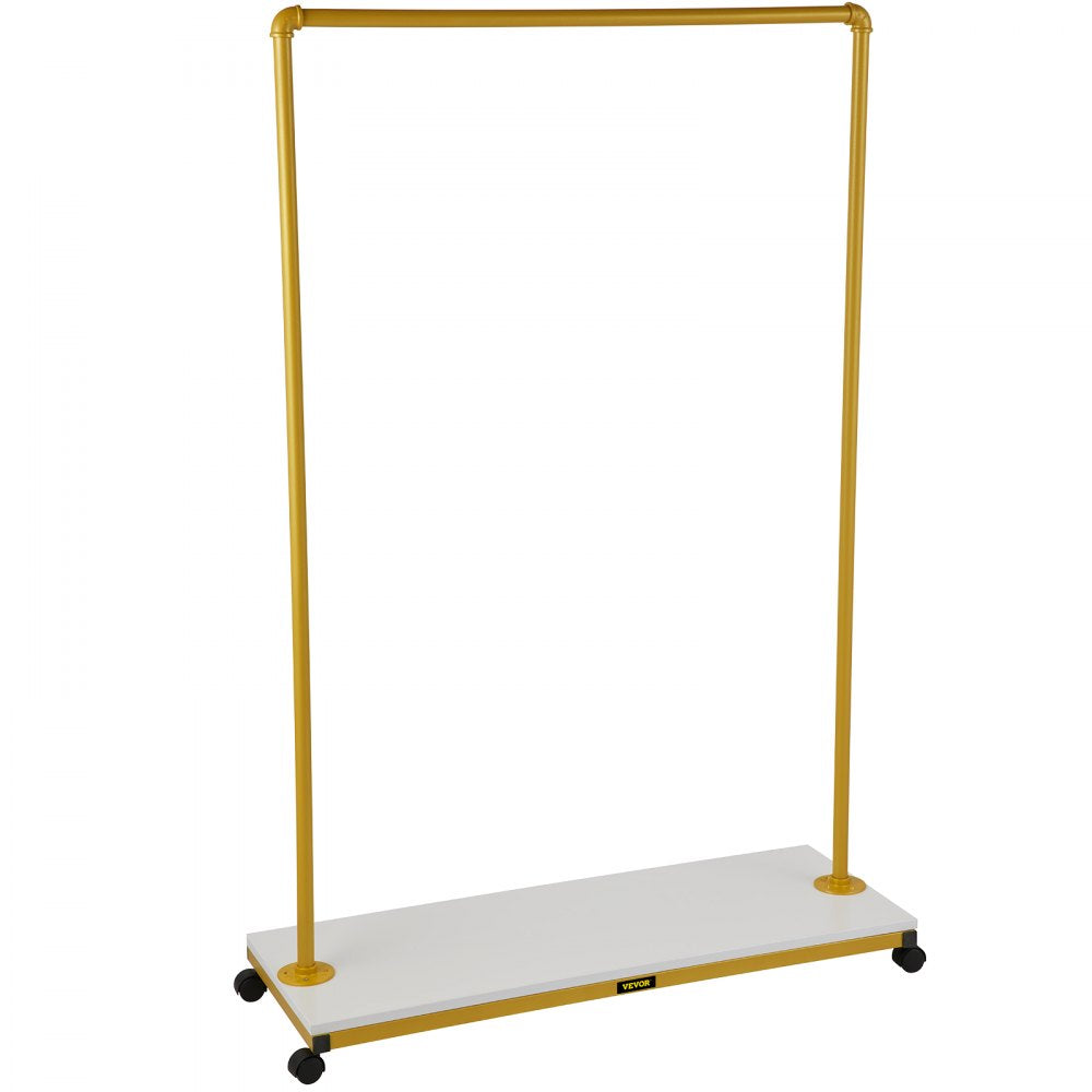Heavy-Duty Gold Rolling Garment Rack with Bottom Shelf and Swivel Casters for Laundry Room or Boutique, 39.4"x14.2"x59.1"