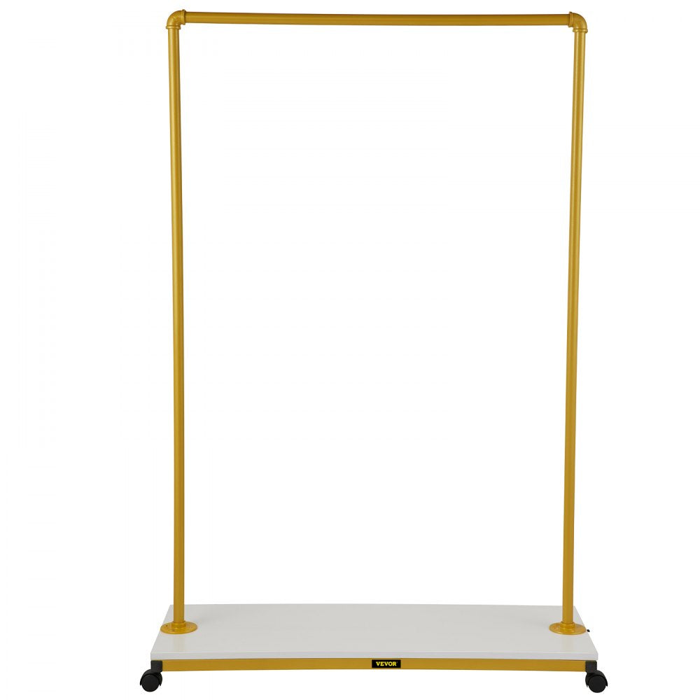 Heavy-Duty Gold Rolling Garment Rack with Bottom Shelf and Swivel Casters for Laundry Room or Boutique, 39.4"x14.2"x59.1"