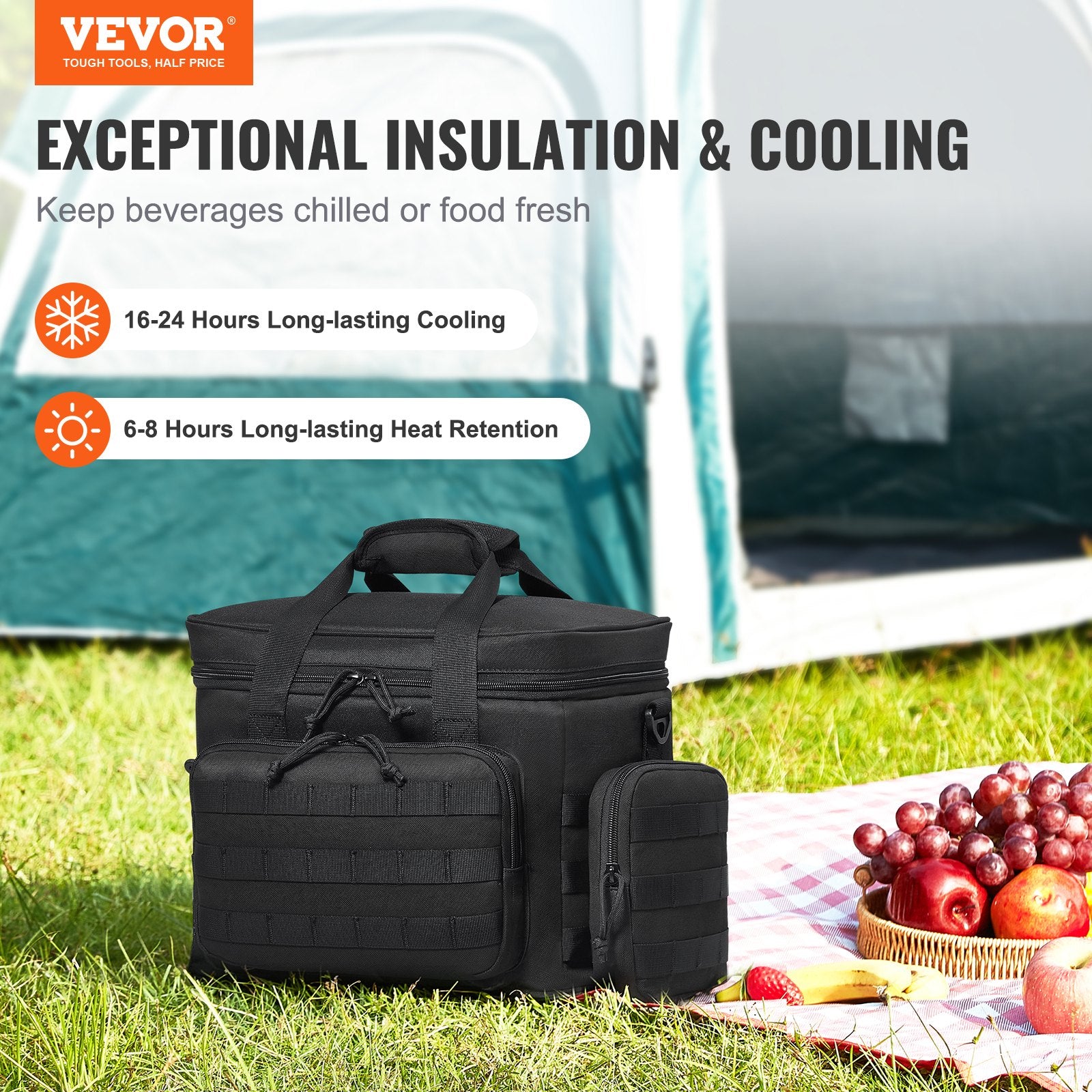 20L Tactical Cooler Bag with MOLLE System, Multi-Pocket Insulation, Removable Storage, Ideal for Office, Picnic, Hiking, Beach & More