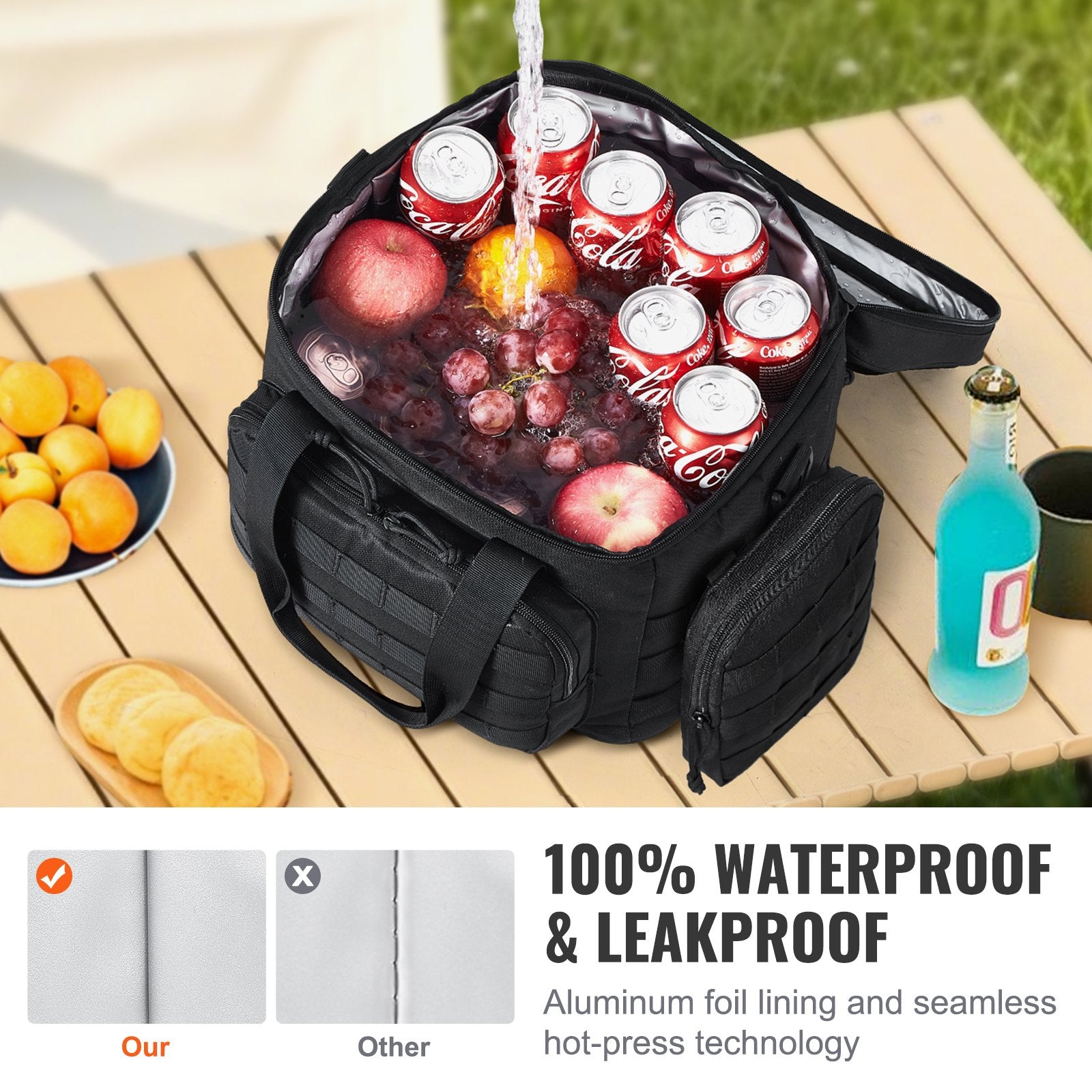 20L Tactical Cooler Bag with MOLLE System, Multi-Pocket Insulation, Removable Storage, Ideal for Office, Picnic, Hiking, Beach & More