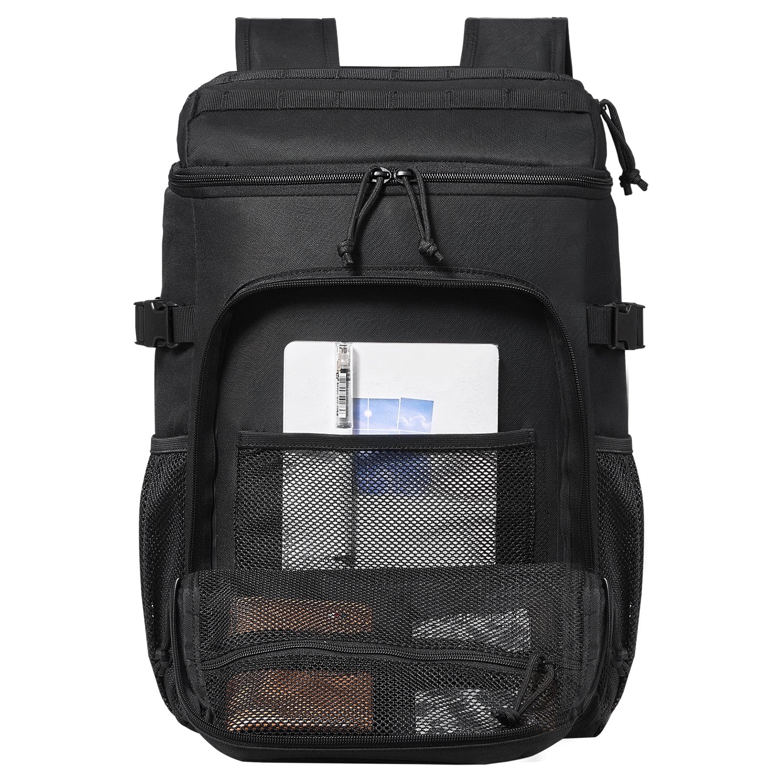 25L Tactical Cooler Bag with Molle Design, Multi-pocket, Waterproof Insulated Lunch Box for Office, Picnic, Hiking, Beach - Black