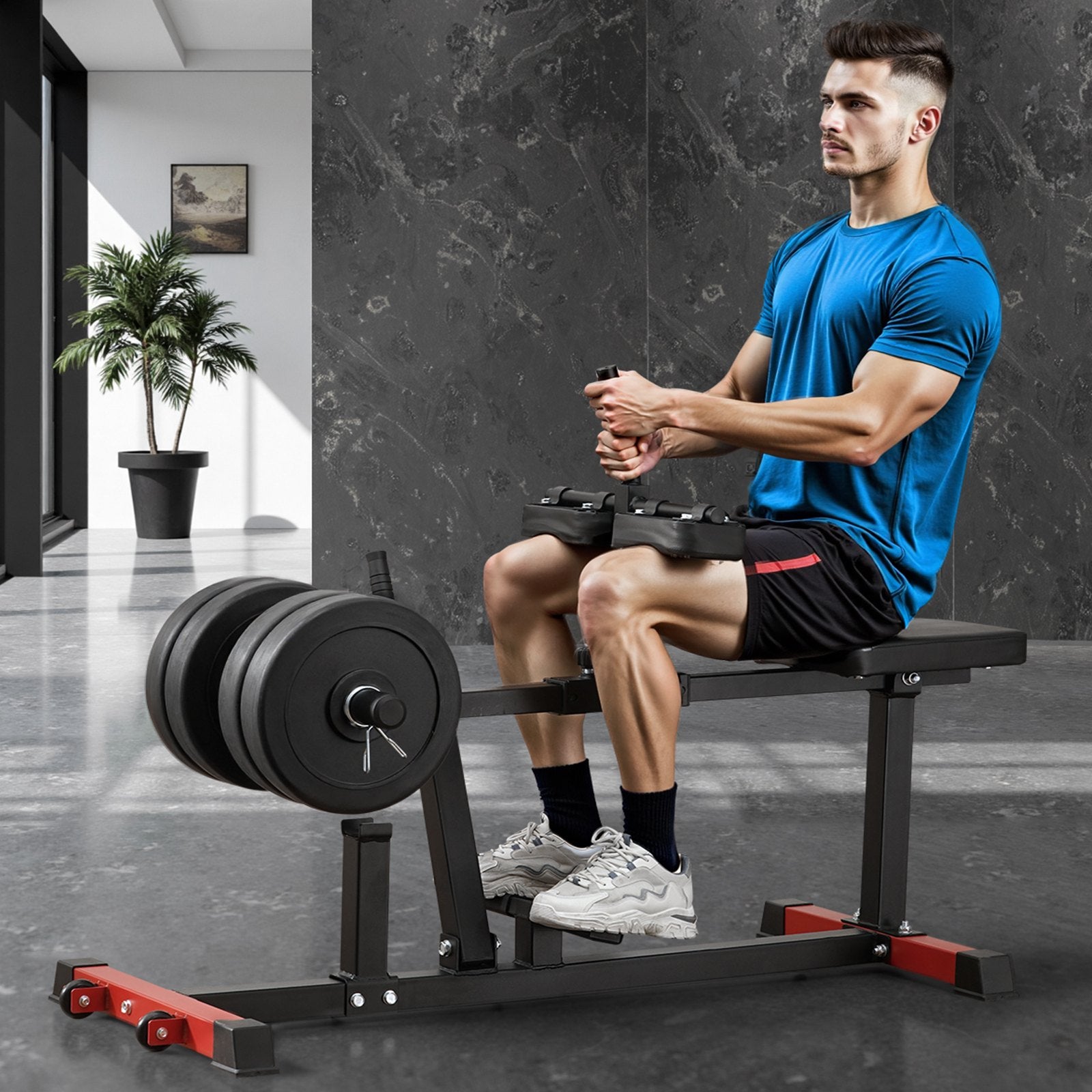 Heavy-Duty Seated Calf Raise Machine, 440 LBS Capacity for Intense Leg Workouts, Home Gym Calf Training Equipment, Fits 1/2" Plates, Robust Carbon Steel Design
