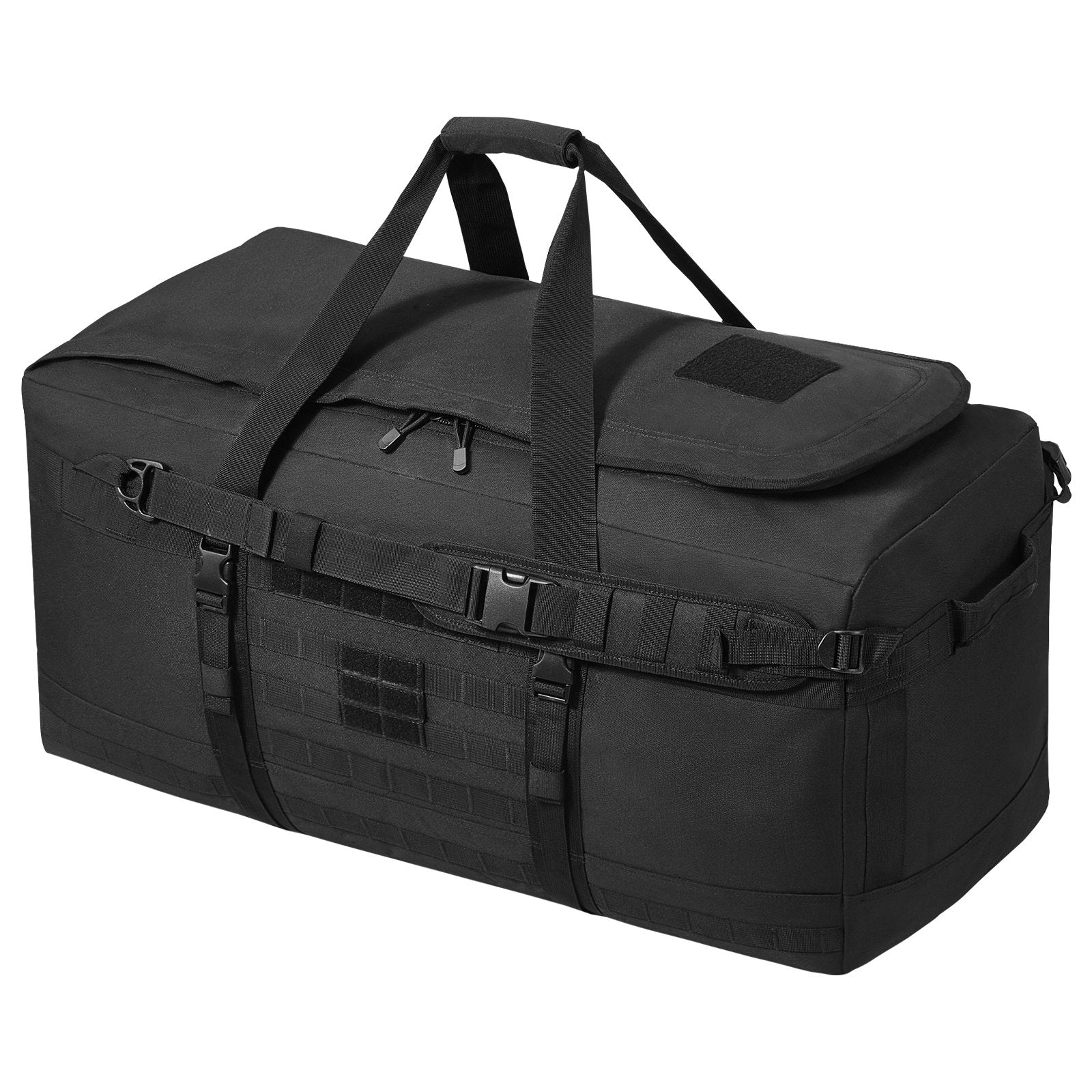 100L Tactical Duffle Bag with MOLLE System, Multi-Mesh Pockets for Gym, Travel, Fitness, Sports, Overnight Gear, Black, Waterproof & Durable