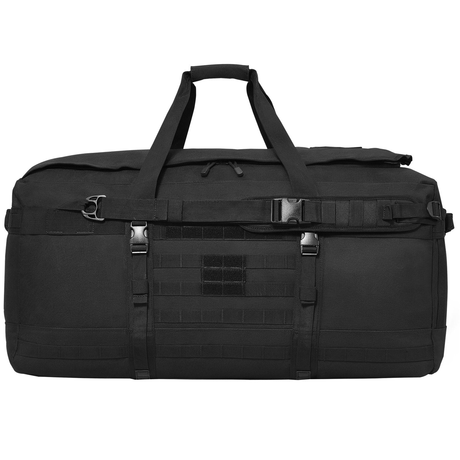 100L Tactical Duffle Bag with MOLLE System, Multi-Mesh Pockets for Gym, Travel, Fitness, Sports, Overnight Gear, Black, Waterproof & Durable
