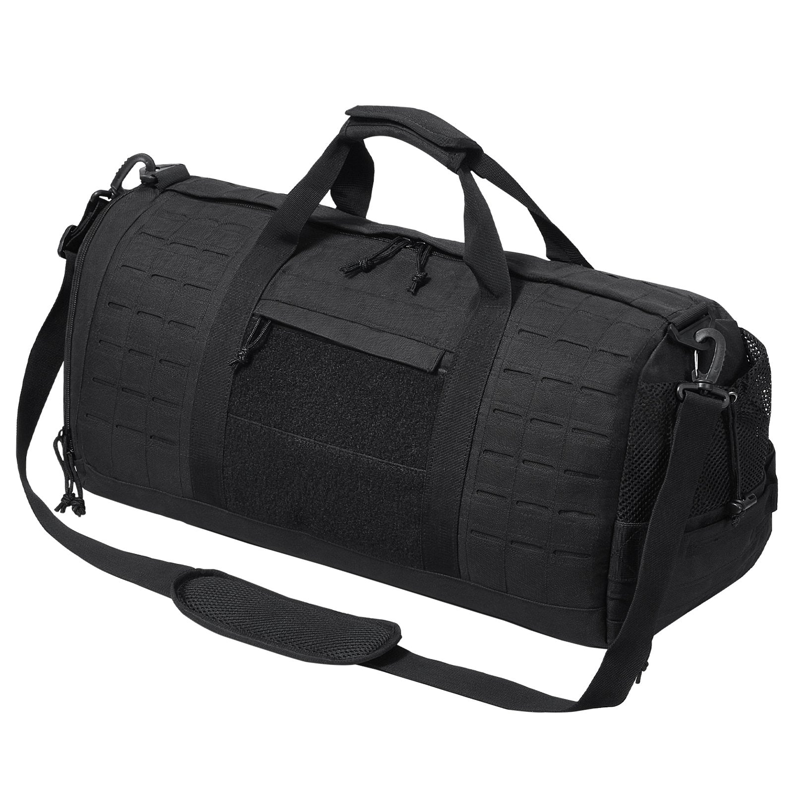 45L Tactical Duffle Bag with Molle System, Shoe Compartment - Military-Grade Travel, Fitness, Gym, Overnight, Waterproof, Black