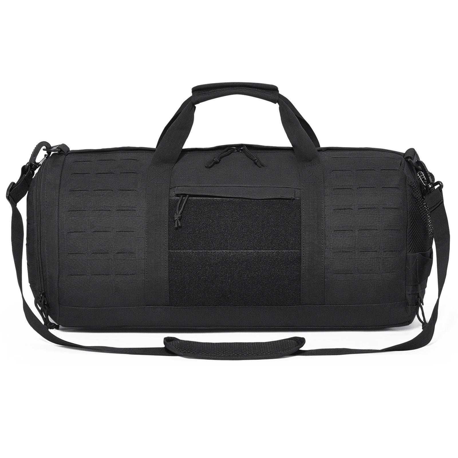45L Tactical Duffle Bag with Molle System, Shoe Compartment - Military-Grade Travel, Fitness, Gym, Overnight, Waterproof, Black
