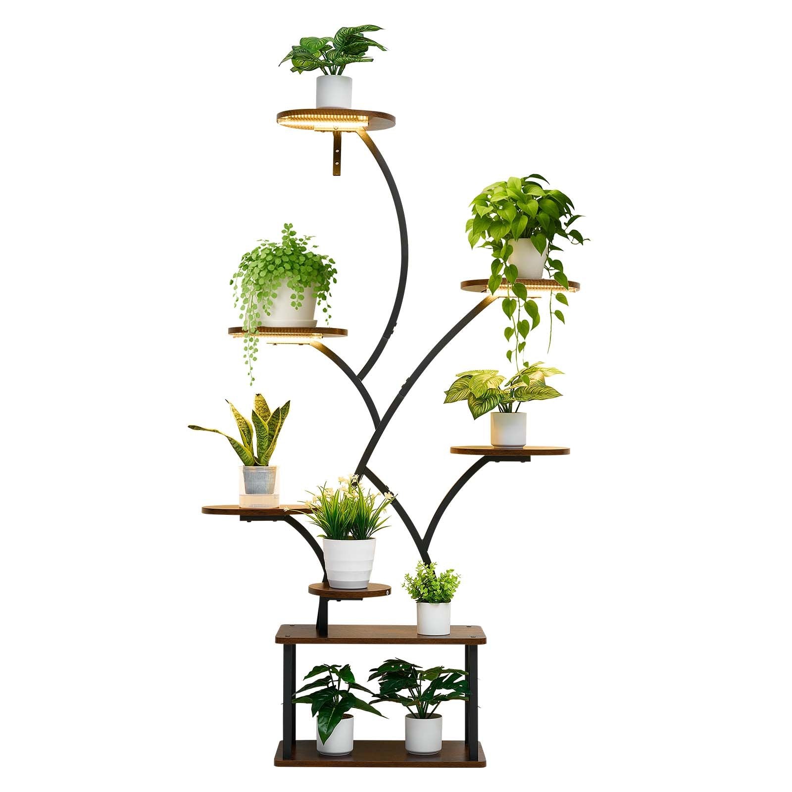 Elevate Your Indoor Garden with 62-Inch 8-Tier Lighted Plant Stand - Metal Corner Holder, Timer & Brightness Control, Ideal Decor for Living Rooms & Balconies