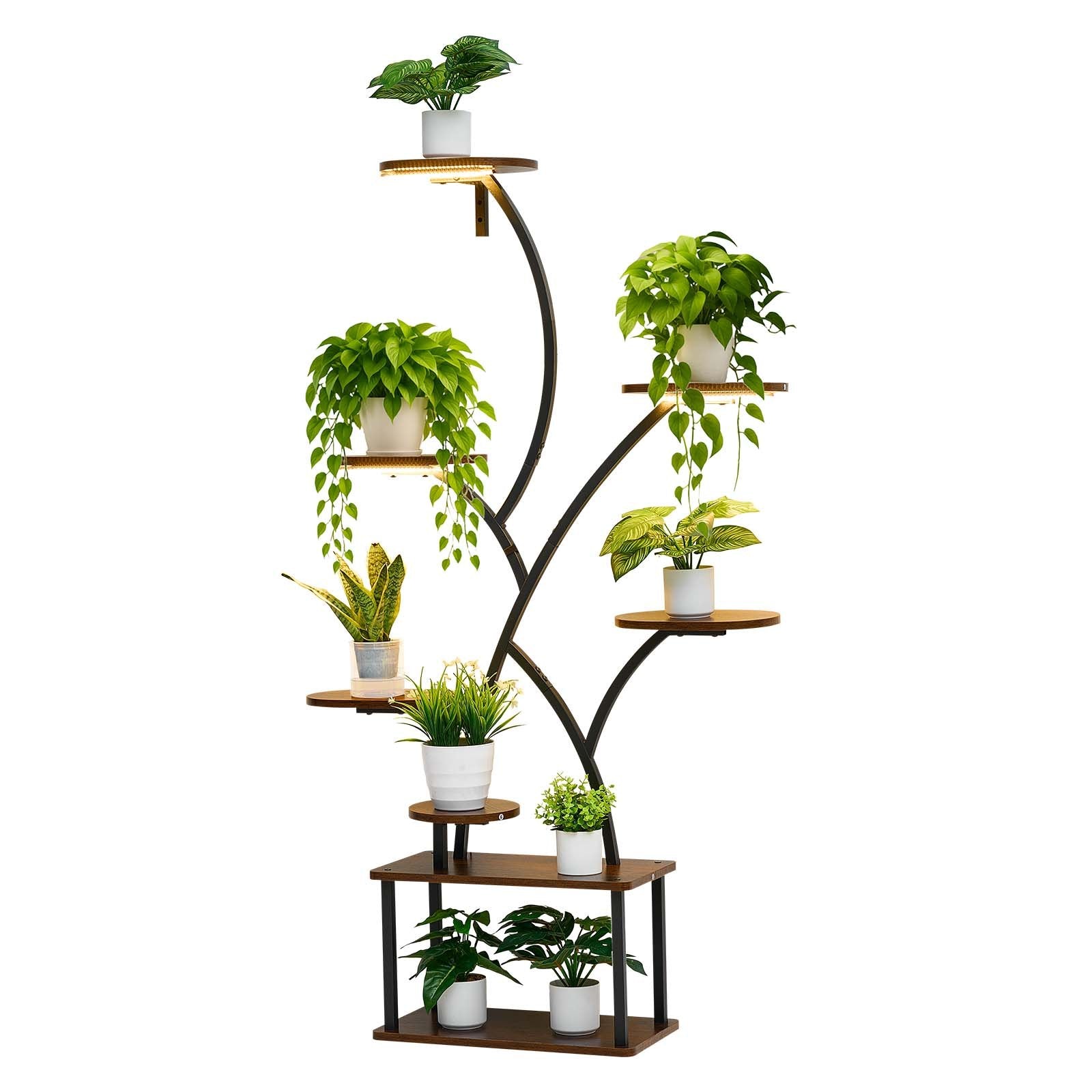 Elevate Your Indoor Garden with 62-Inch 8-Tier Lighted Plant Stand - Metal Corner Holder, Timer & Brightness Control, Ideal Decor for Living Rooms & Balconies