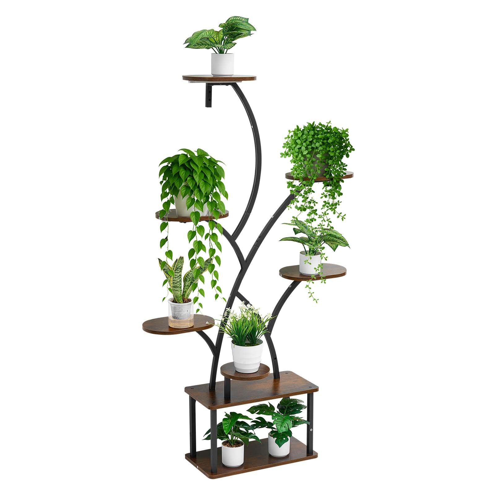 Elevate Your Indoor Garden with 62-Inch 8-Tier Lighted Plant Stand - Metal Corner Holder, Timer & Brightness Control, Ideal Decor for Living Rooms & Balconies