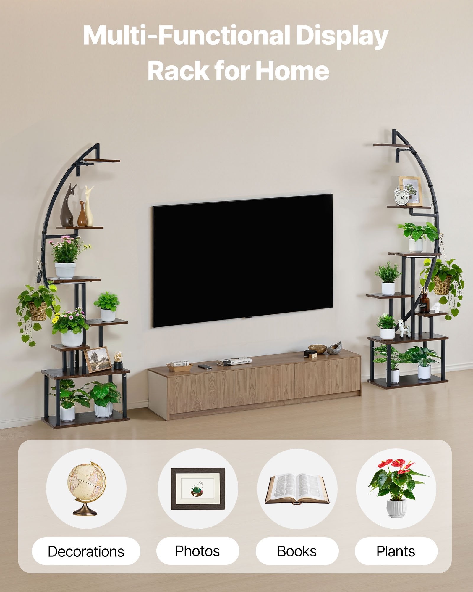 7-Tier Indoor Plant Stand with Full-Spectrum LED Grow Lights, 2-Pack Metal Corner Shelf, Adjustable Timer & Brightness, Half-Moon Design for Living Room Decor