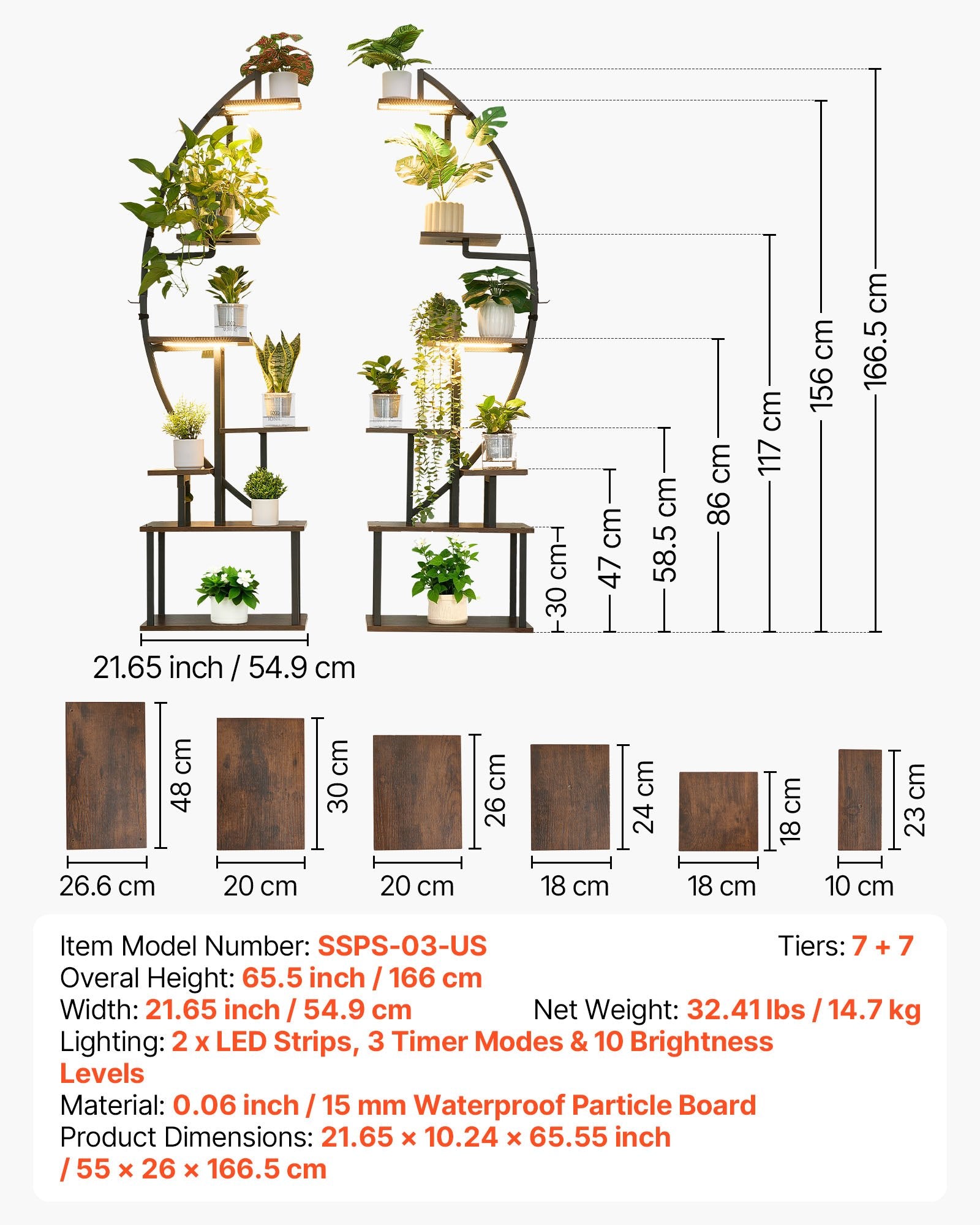 7-Tier Indoor Plant Stand with Full-Spectrum LED Grow Lights, 2-Pack Metal Corner Shelf, Adjustable Timer & Brightness, Half-Moon Design for Living Room Decor