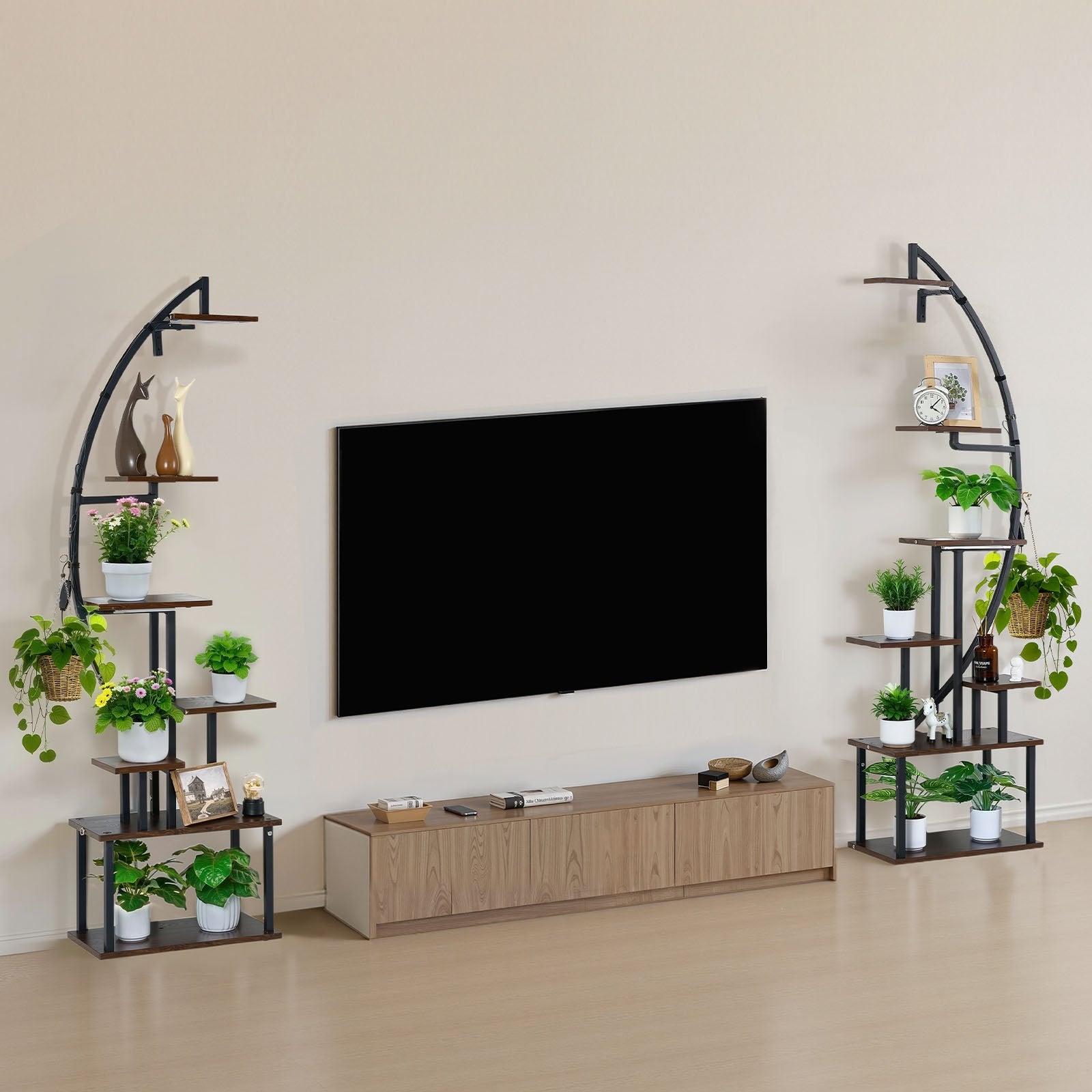 7-Tier Indoor Plant Stand with Full-Spectrum LED Grow Lights, 2-Pack Metal Corner Shelf, Adjustable Timer & Brightness, Half-Moon Design for Living Room Decor