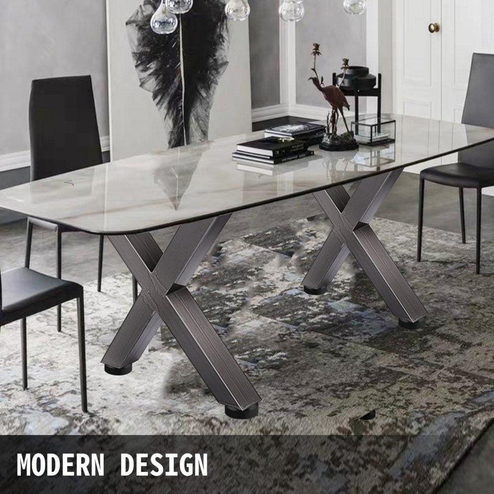 Set of 2 Heavy Duty Stainless Steel X-Shaped Table Legs for Dining Tables, 28.4 Inches