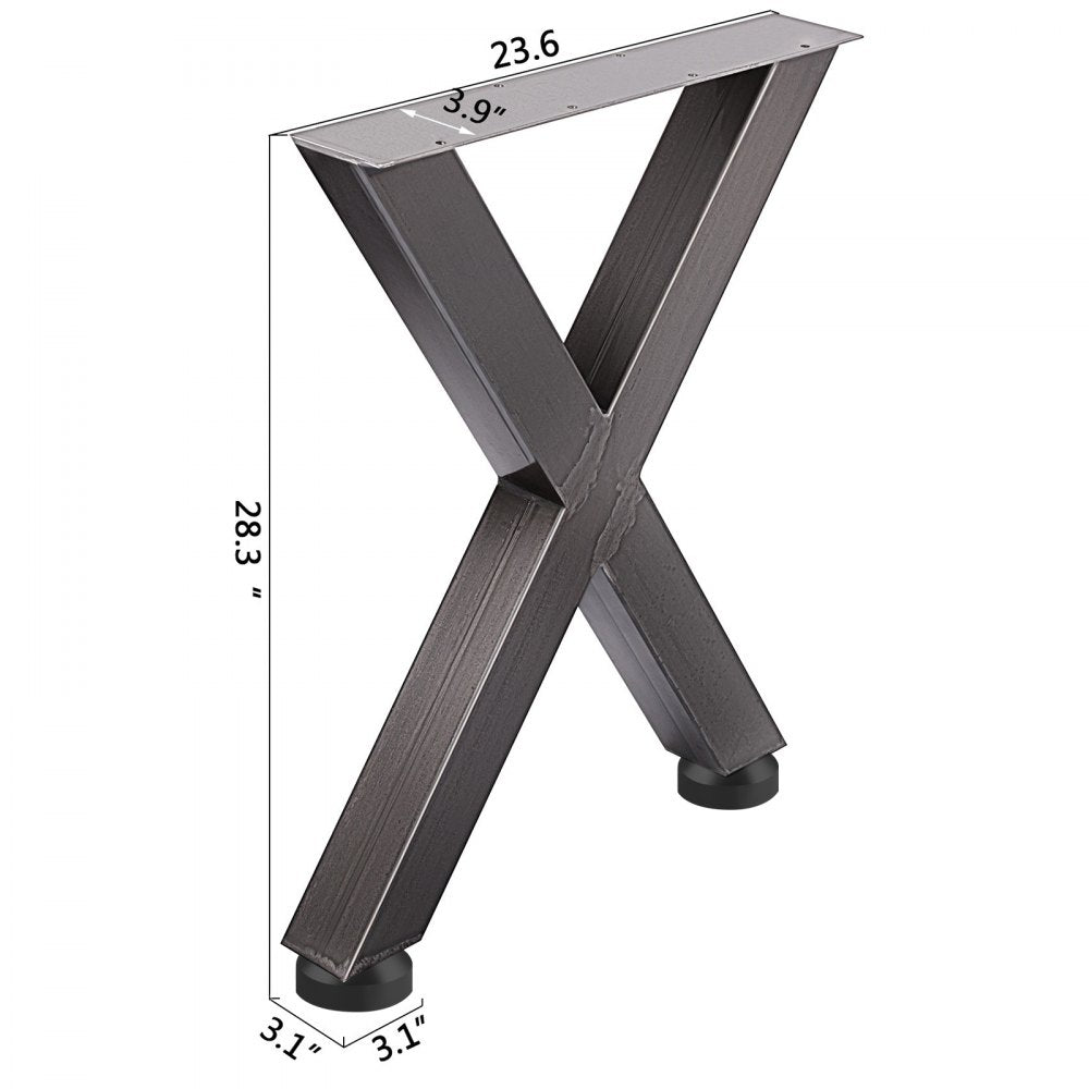 Set of 2 Heavy Duty Stainless Steel X-Shaped Table Legs for Dining Tables, 28.4 Inches