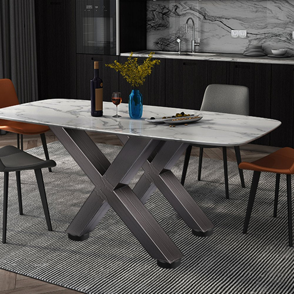 Set of 2 Heavy Duty Stainless Steel X-Shaped Table Legs for Dining Tables, 28.4 Inches