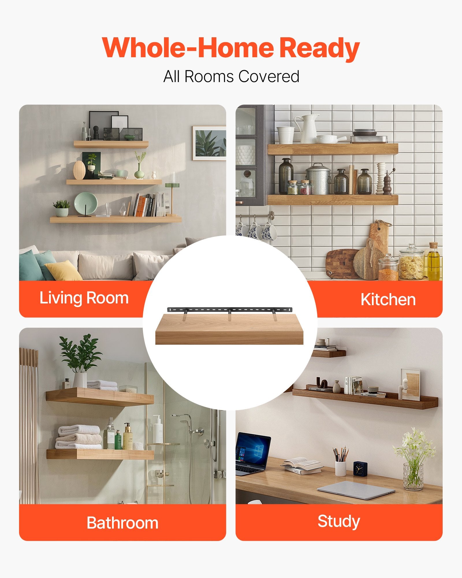 Heavy Duty Floating Shelf Bracket, Invisible Wall Mount for 190 lbs, 34 Inches, Steel Support for Hidden Shelves, Easy Install