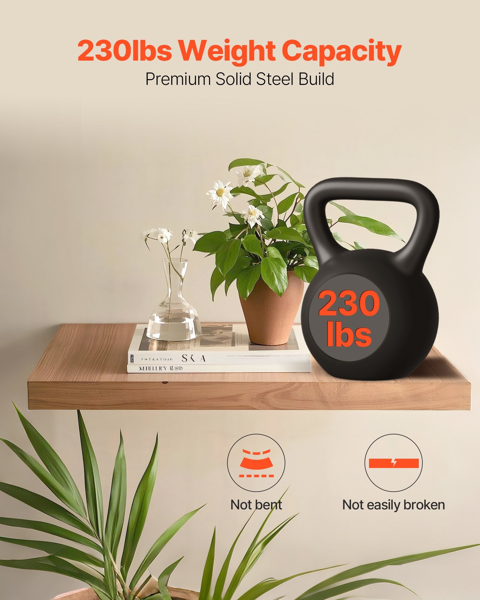 Heavy Duty Floating Shelf Bracket, 230 lbs Support, Invisible Wall Mount for 46 Inch Boards, Easy Installation, Steel Construction