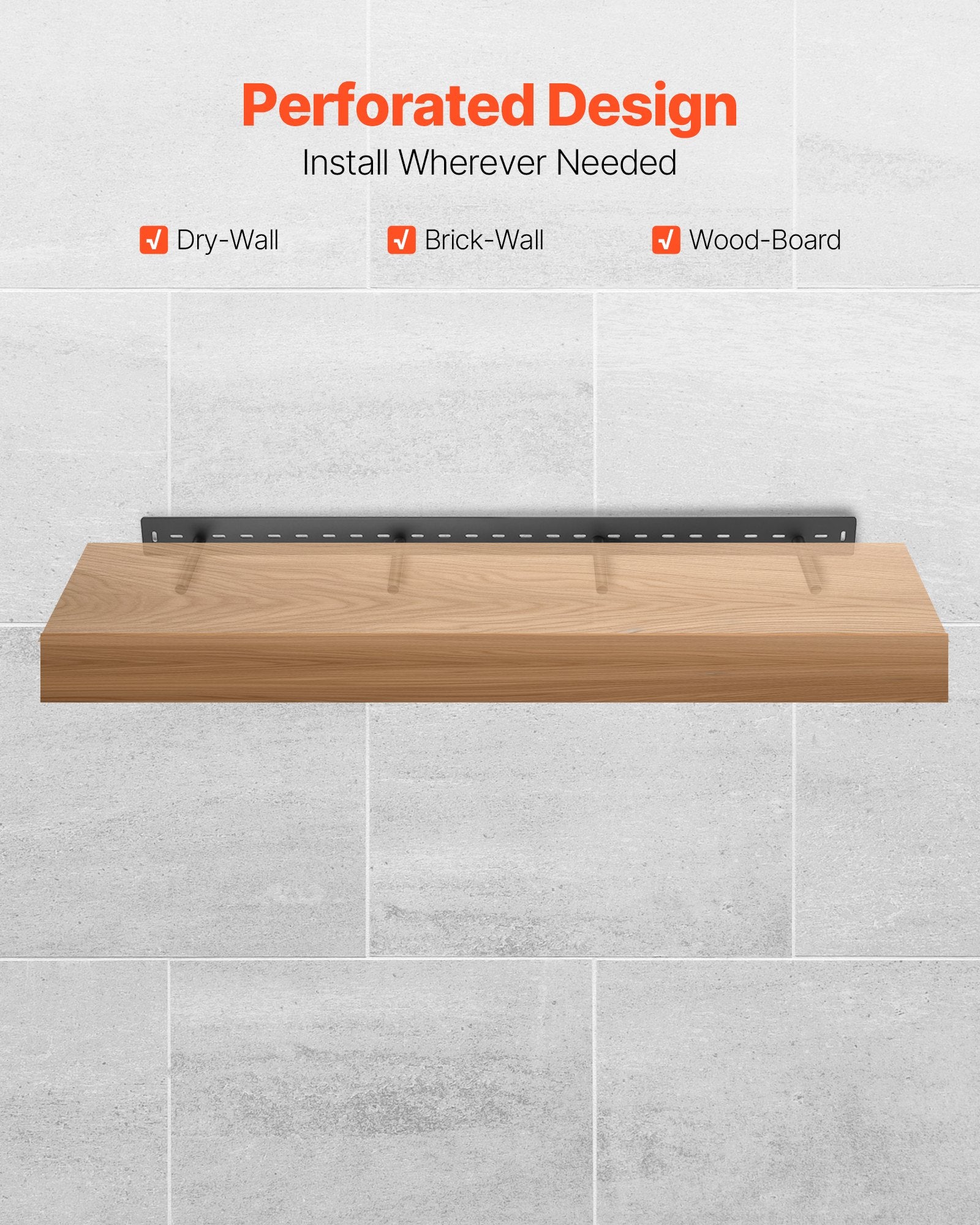 Heavy Duty Floating Shelf Bracket, 230 lbs Support, Invisible Wall Mount for 46 Inch Boards, Easy Installation, Steel Construction