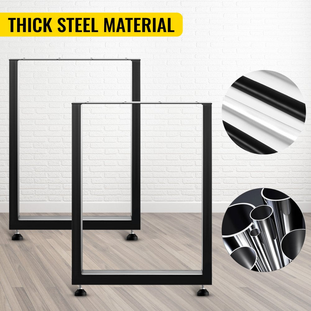 Set of 2 Country Style Black Steel Legs for Dining and Office Tables, Benches, and DIY Furniture Projects, 28x23 Inches