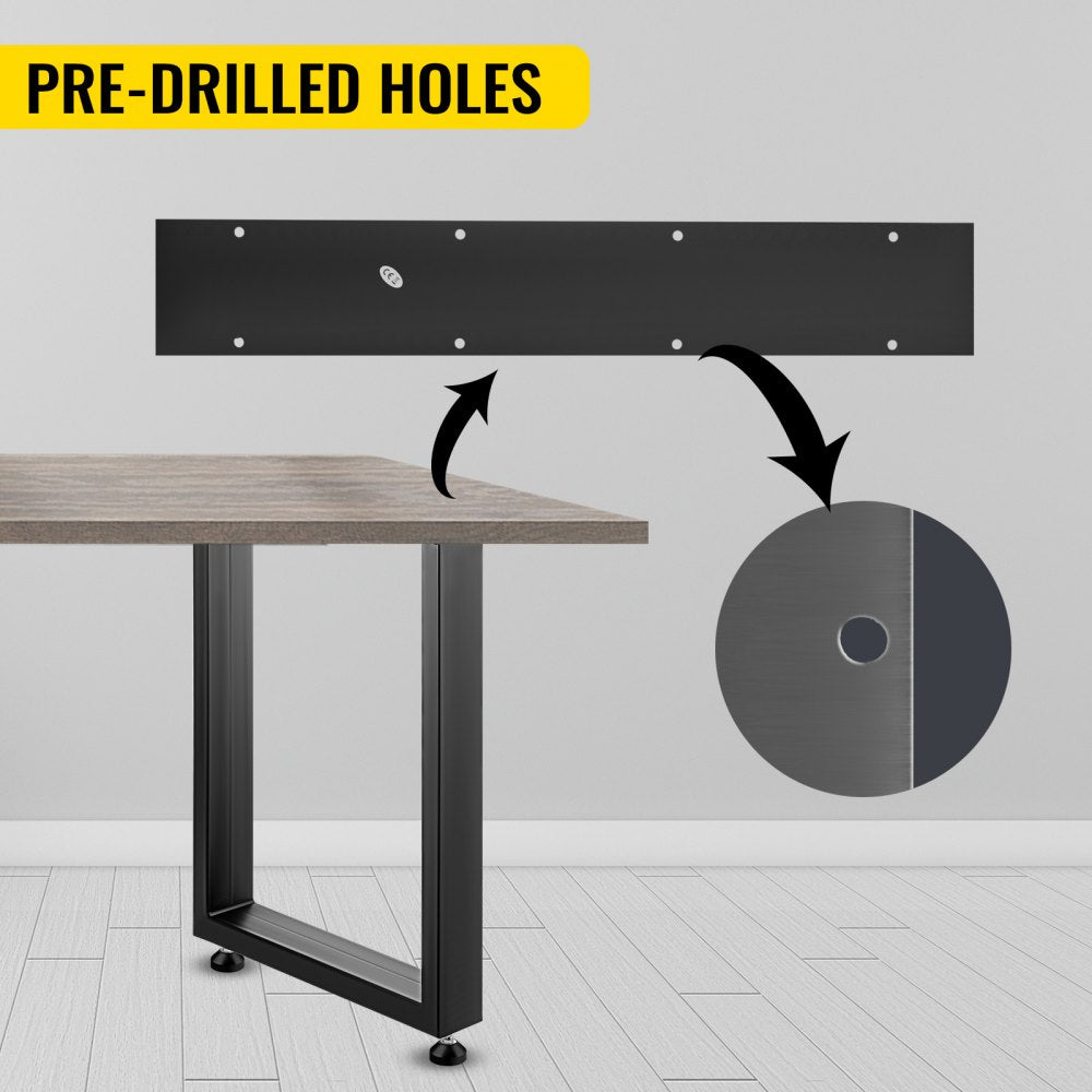 Set of 2 Country Style Black Steel Legs for Dining and Office Tables, Benches, and DIY Furniture Projects, 28x23 Inches