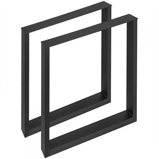 VEVOR 28x27x3.1 Inch Set of 2 Steel Table Legs, 28 Height 27 Wide Dining Table Legs,Heavy Duty 3.1" Width Box Section Square Table Legs, Black Color Industrial Country Style Metal Dining Legs