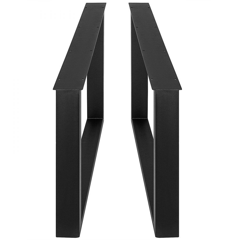 Set of 2 Heavy Duty Black Steel Table Legs - 28x27x3.1 Inch for Dining Tables - Industrial Square Box Section Design