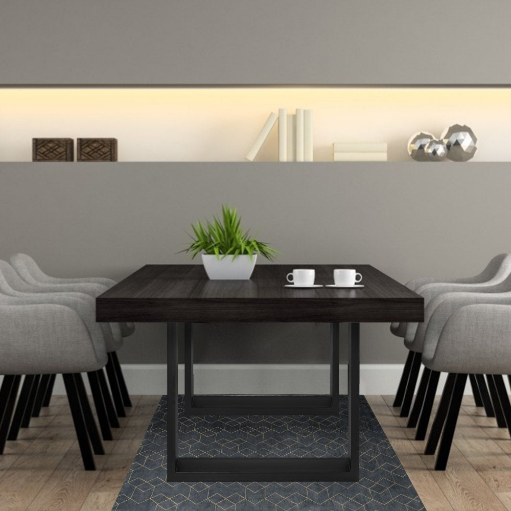 Set of 2 Heavy Duty Black Steel Table Legs - 28x27x3.1 Inch for Dining Tables - Industrial Square Box Section Design