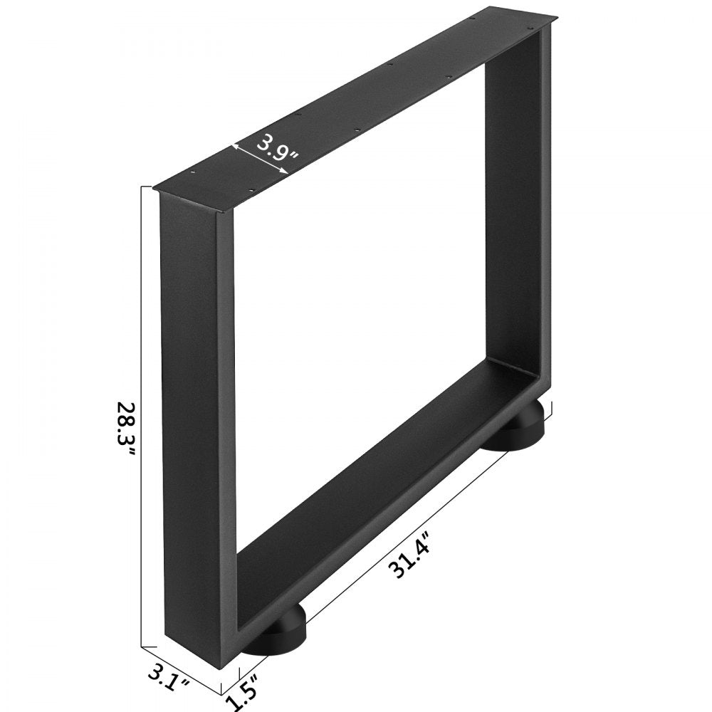 Sturdy Black Metal Steel Table Legs Set for Dining and Office Furniture - 31x23 Inch Country Style DIY Desk and Bench Legs (Set of 2)