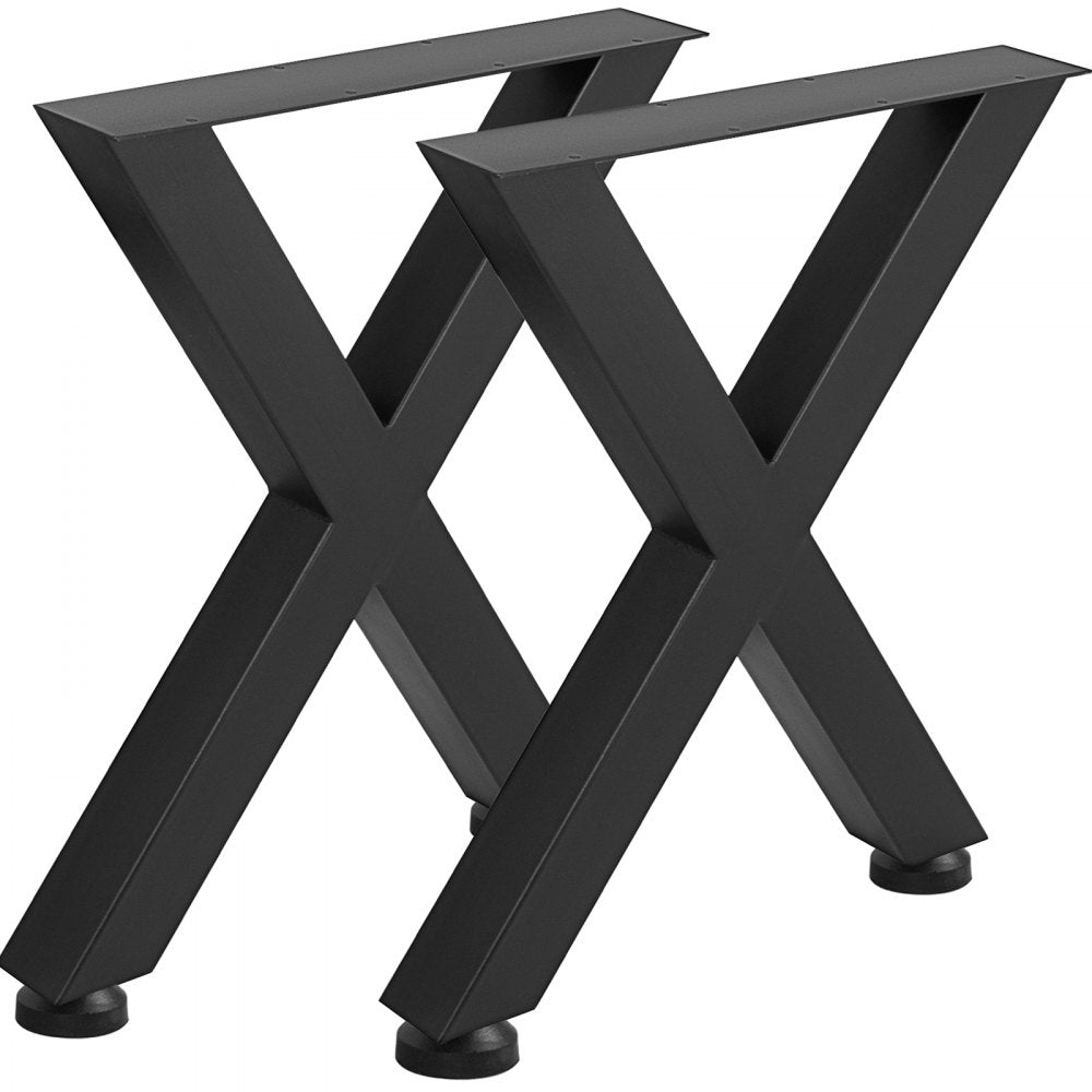 Set of 2 Heavy Duty X-Shaped Stainless Metal Table Legs for Dining Tables or Desks, 28" x 24"