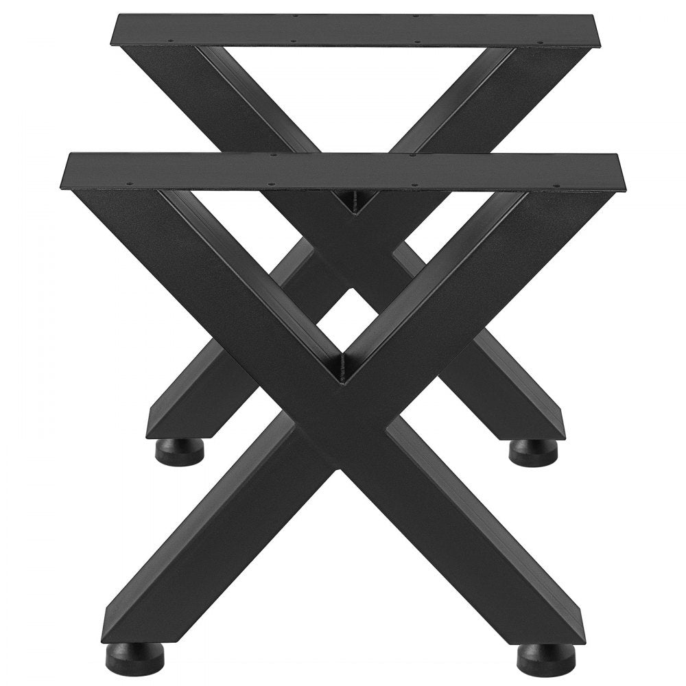 Set of 2 Heavy Duty X-Shaped Stainless Metal Table Legs for Dining Tables or Desks, 28" x 24"