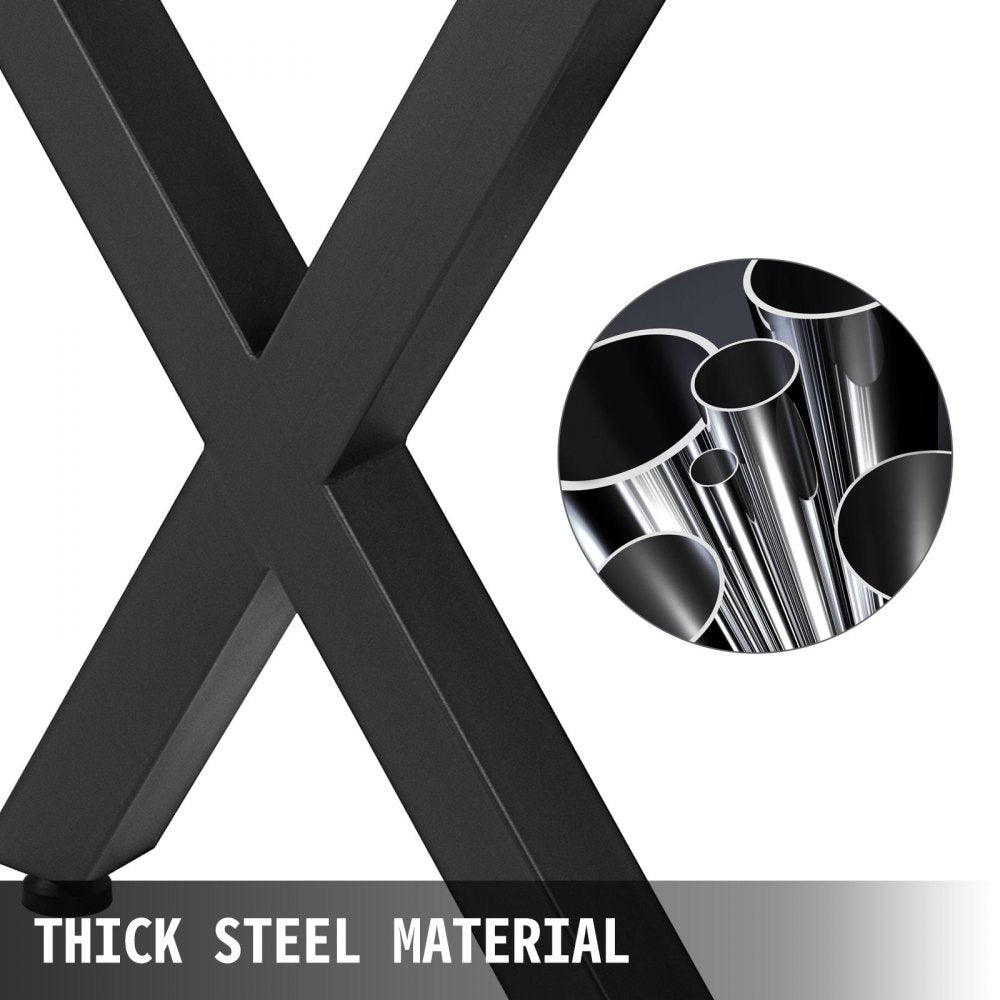 Set of 2 Heavy Duty X-Shaped Stainless Metal Table Legs for Dining Tables or Desks, 28" x 24"