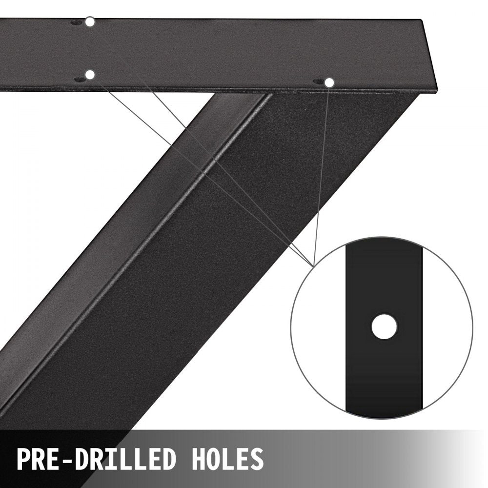 Set of 2 Heavy Duty X-Shaped Stainless Metal Table Legs for Dining Tables or Desks, 28" x 24"