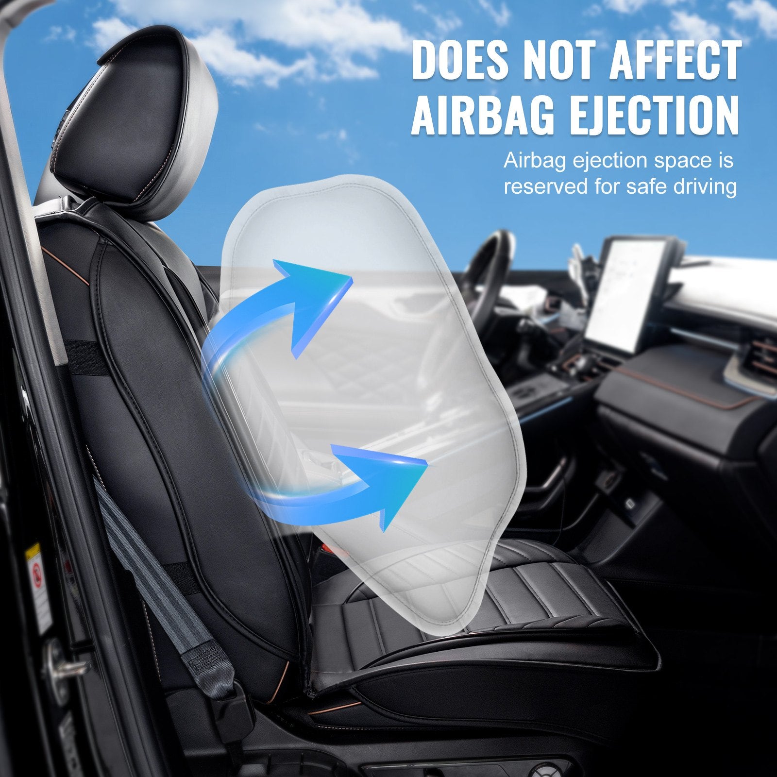 Universal Faux Leather Front Car Seat Covers, Black - Airbag Safe, Detachable Headrest, Easy Install, Fits Most SUVs & Trucks, Set of 2