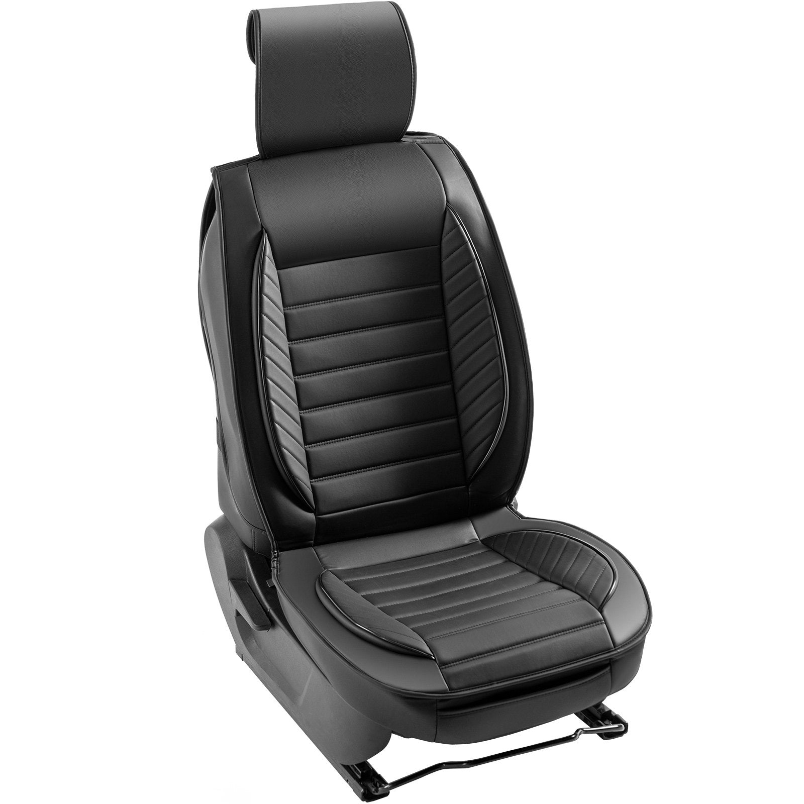 Universal Faux Leather Front Car Seat Covers, Black - Airbag Safe, Detachable Headrest, Easy Install, Fits Most SUVs & Trucks, Set of 2