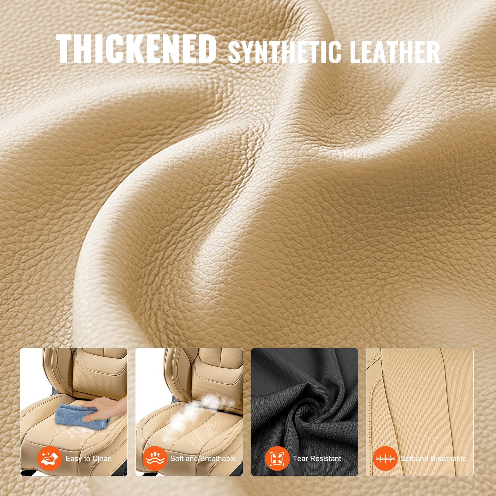 Premium Universal Faux Leather Car Seat Covers Set - 13pc Full Enclosed Design with Detachable Headrest, Airbag Safe for SUV, Truck, Car