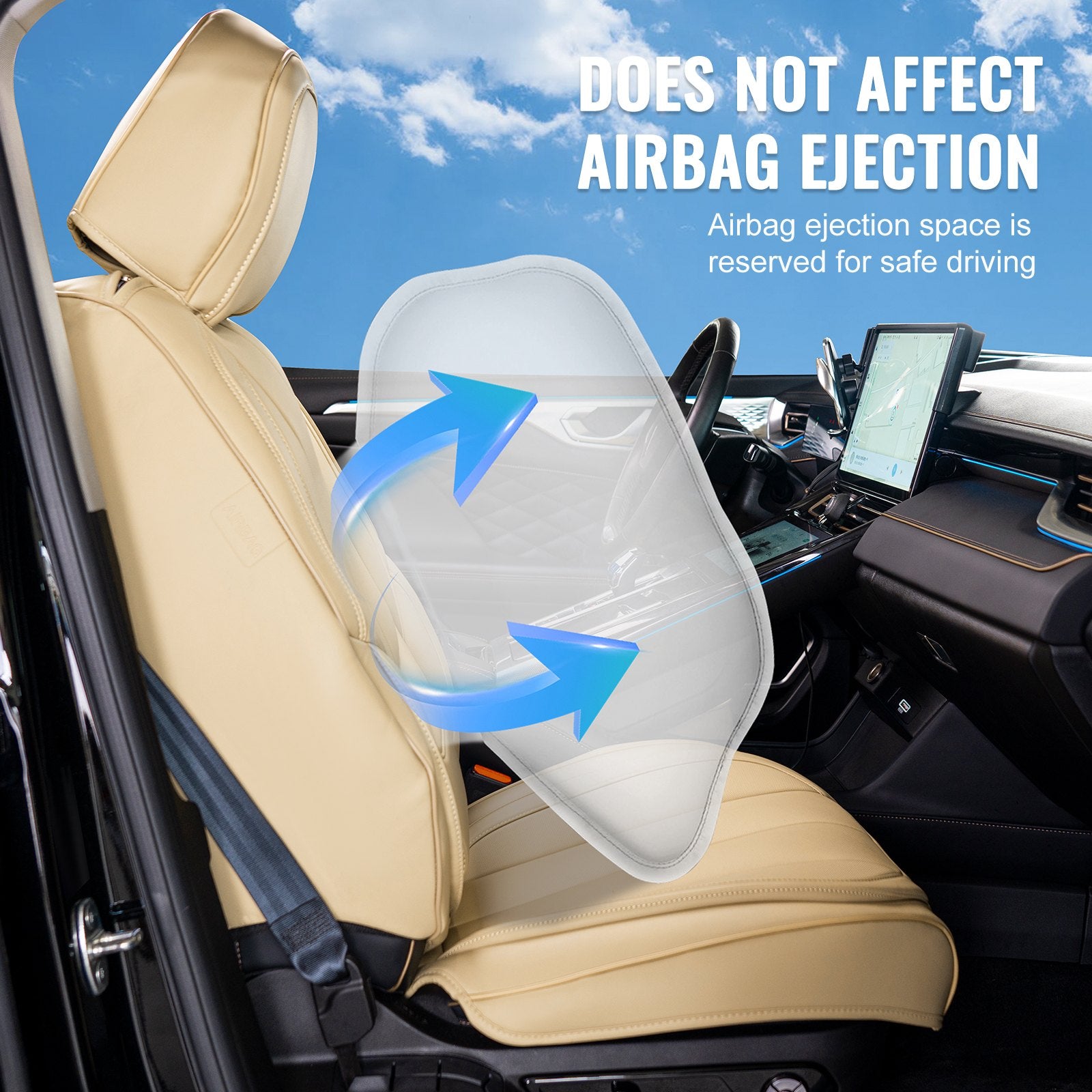Premium Universal Faux Leather Car Seat Covers Set - 13pc Full Enclosed Design with Detachable Headrest, Airbag Safe for SUV, Truck, Car
