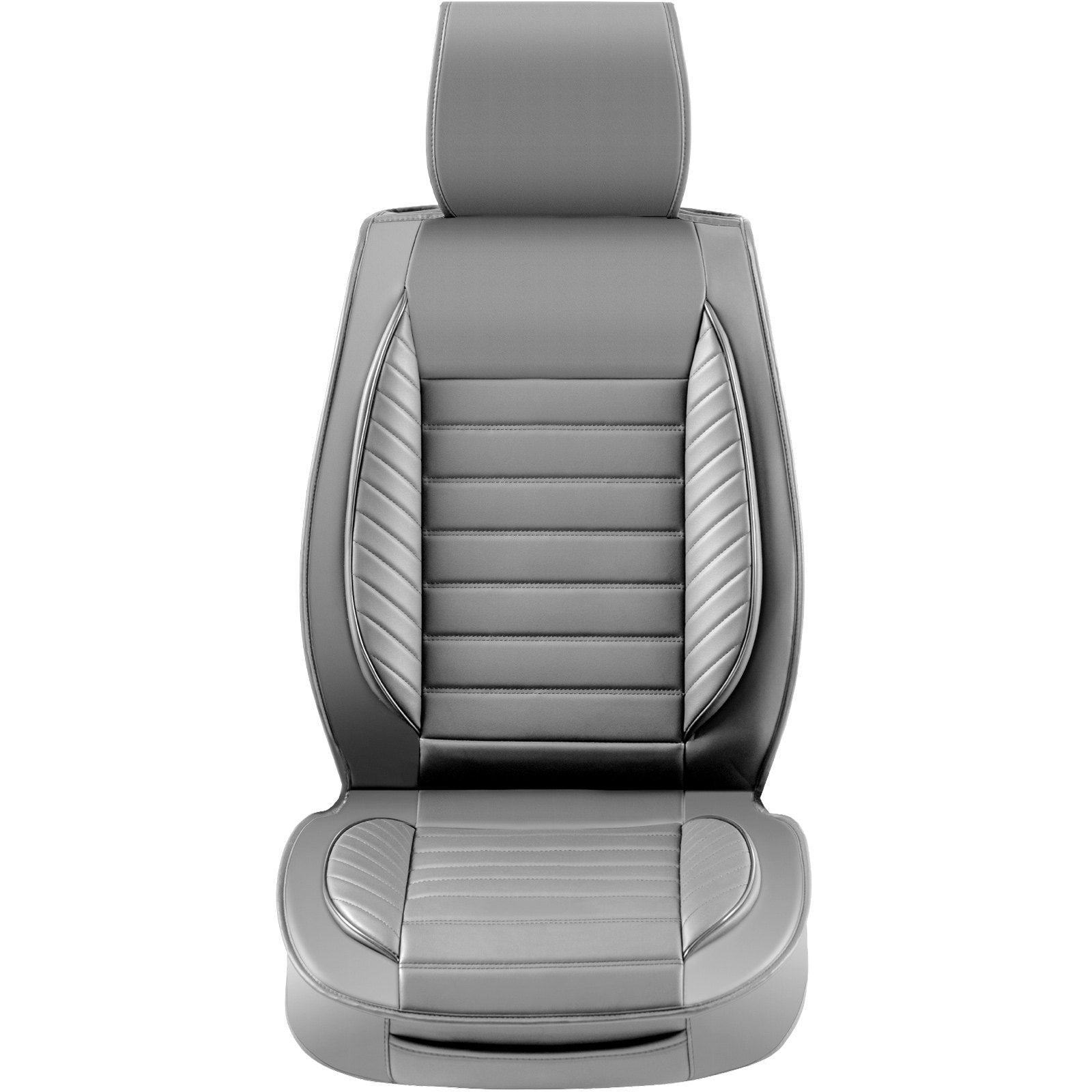 Universal Faux Leather Car Seat Covers, 2pcs Gray - Semi-Enclosed Design, Detachable Headrest, Airbag Safe, Fits Most Cars, SUVs, Trucks