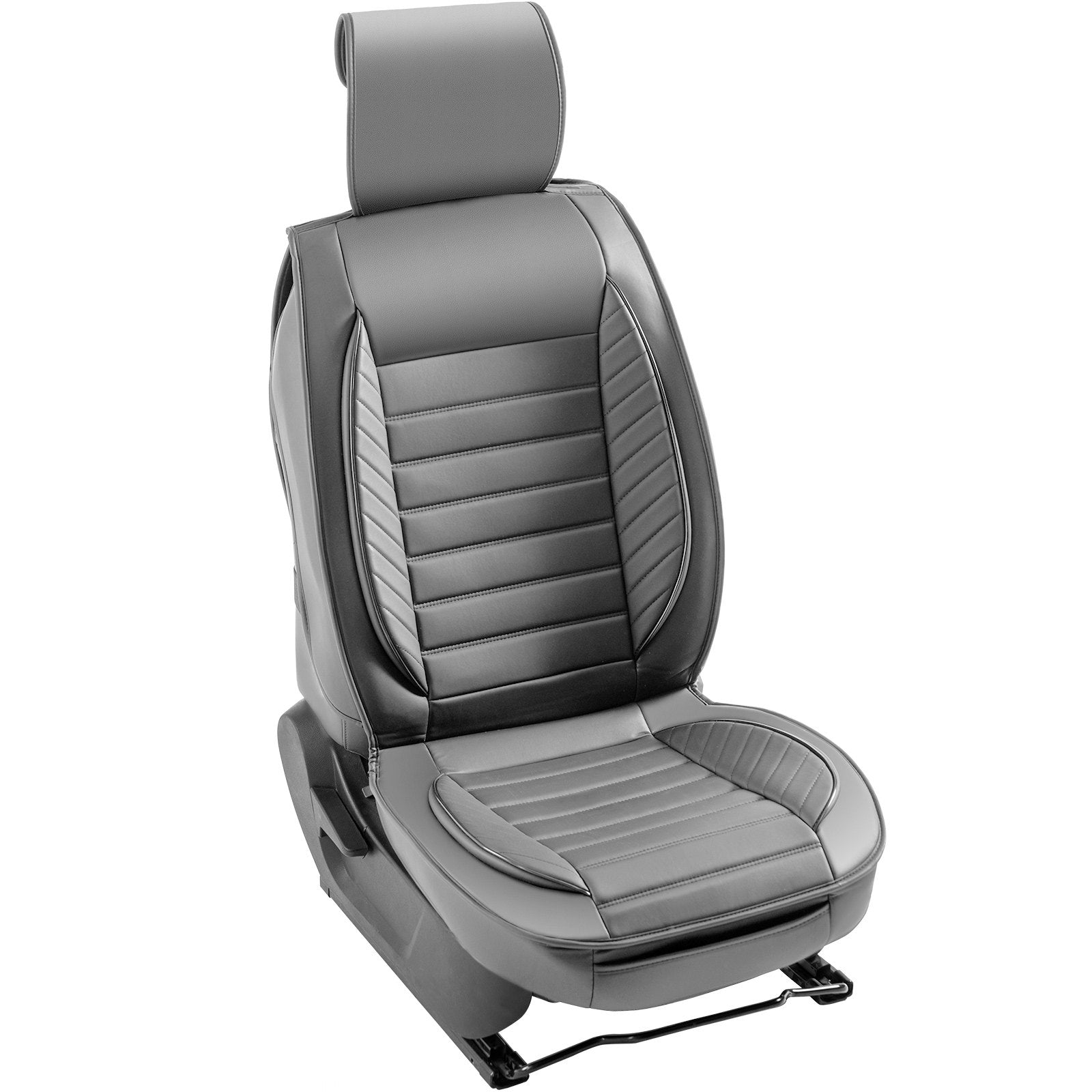 Universal Faux Leather Car Seat Covers, 2pcs Gray - Semi-Enclosed Design, Detachable Headrest, Airbag Safe, Fits Most Cars, SUVs, Trucks